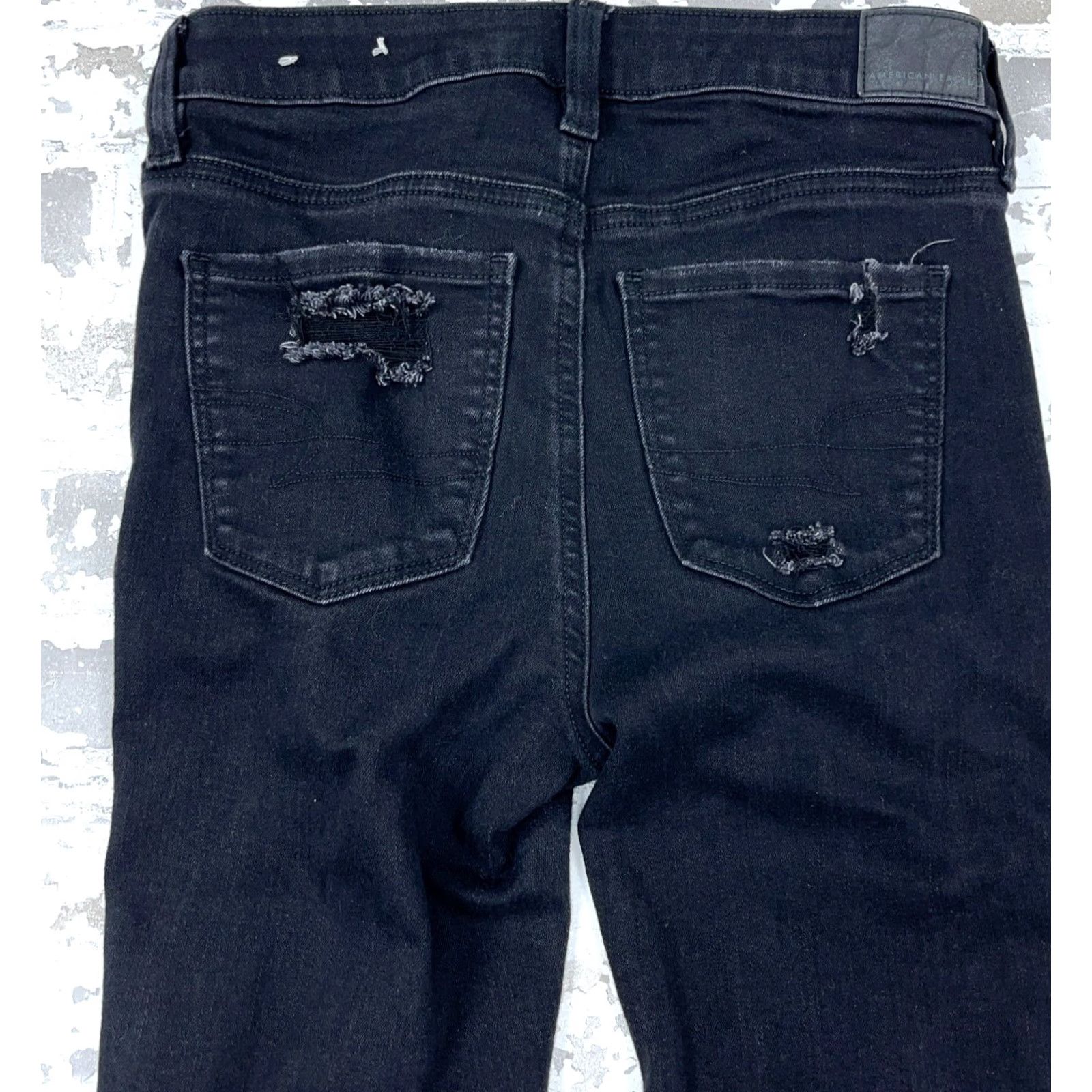 American Eagle Outfitters VINTAGE American Eagle Jeans Women 4 High Rise Jegging Black Faded Distressed 5-Pocket Comfort Stretch Size 27" / US 4 / IT 40 - 7 Thumbnail