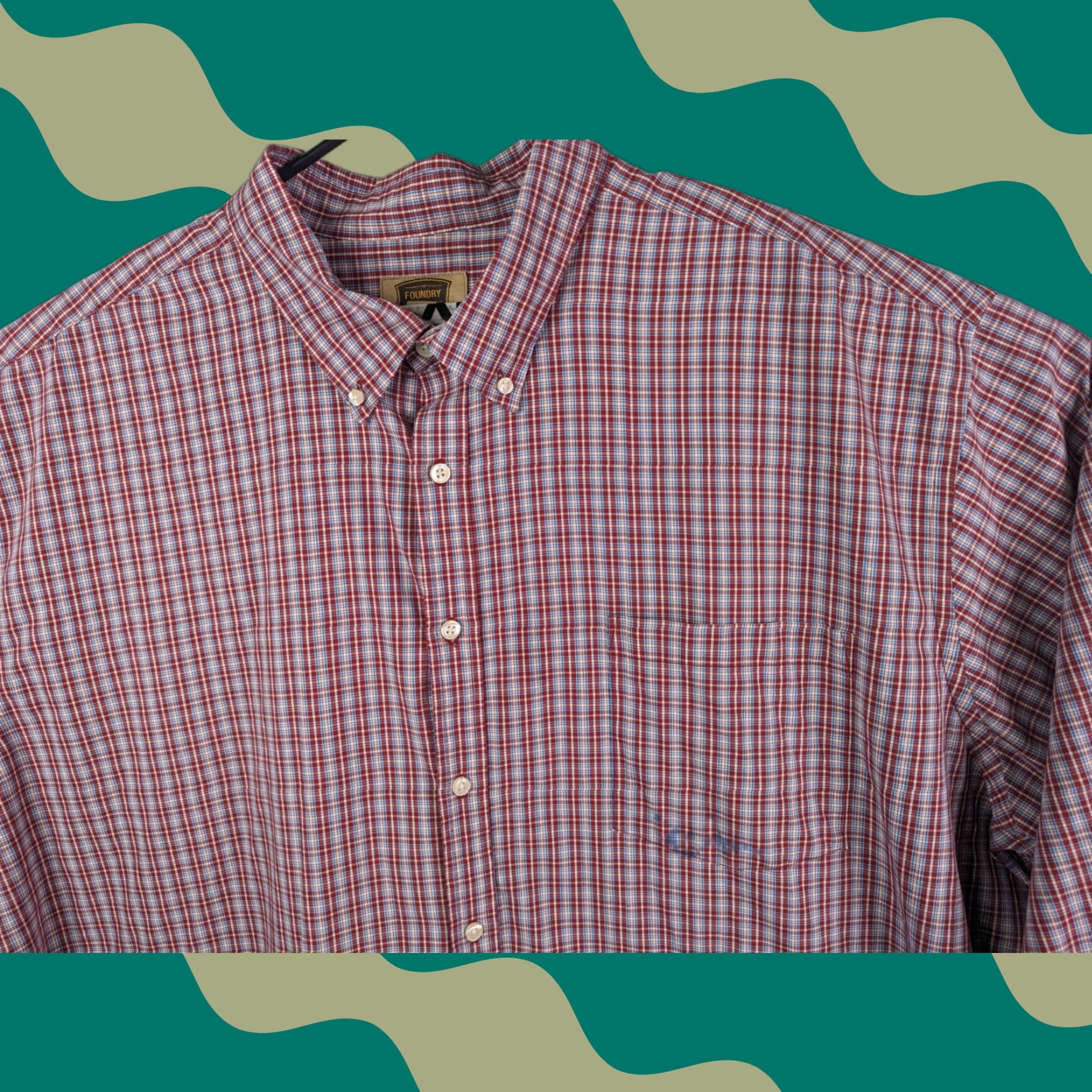 Vintage Foundry Shirt 4XLT Red Plaid Button Long Sleeve Easy Care (Defect) Size US XXL / EU 58 / 5 - 1 Thumbnail