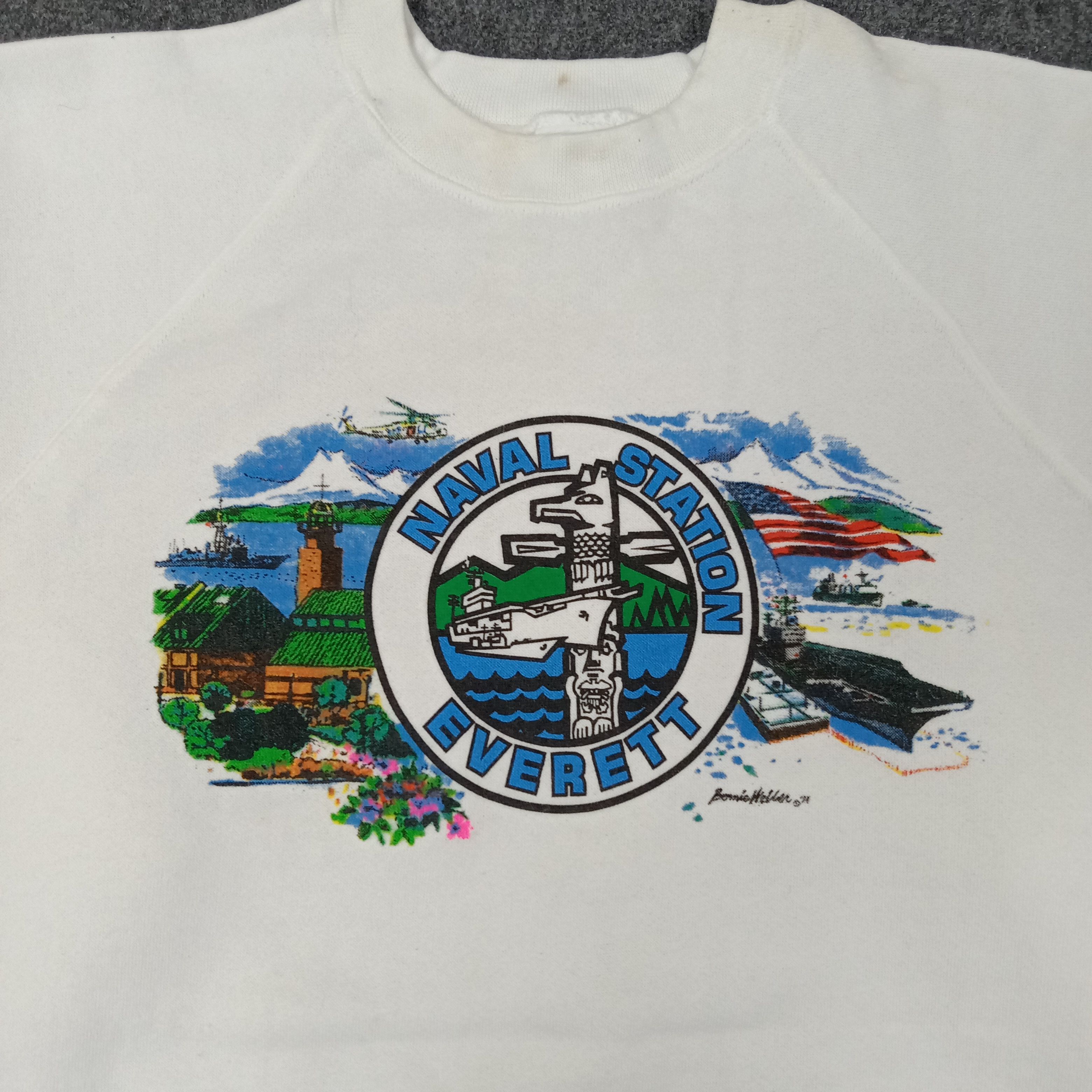Vintage Naval Station Everett American Streetwear Sweatshirt C227N19 Size US M / EU 48-50 / 2 - 3 Thumbnail