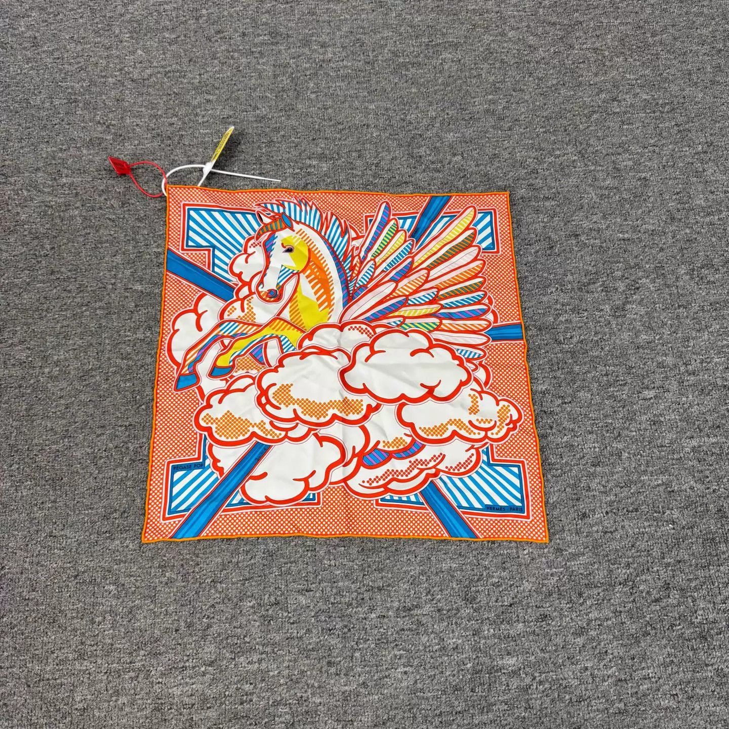 Hermes Hermes Pop Pegasus Silk Scarf Orange 45x45 Rare Discontinued Size ONE SIZE - 1 Thumbnail