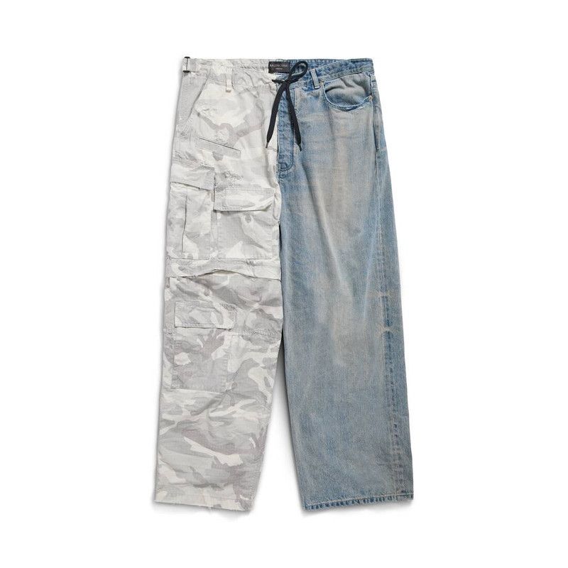 grayscale camo hybrid baggy pants in light blue
