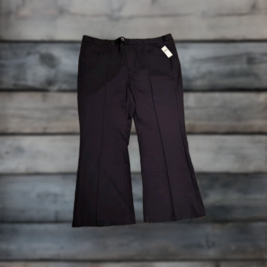 Anthropologie NWT Anthropologie Pants Women’s 24 Plus Black Essential Trousers Bootcut Flare Size 42" / US 20 - 1 Thumbnail