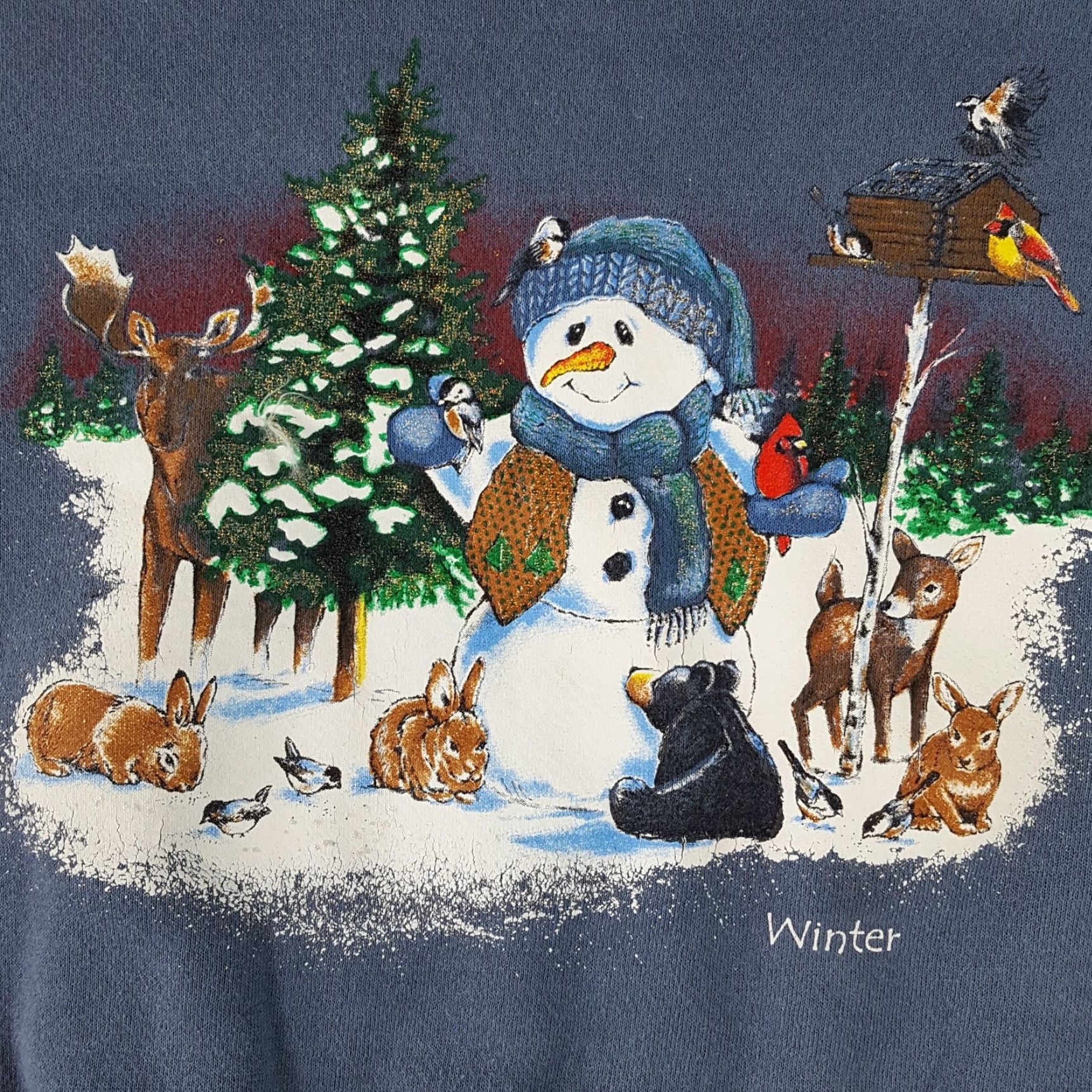 Lee VINTAGE Lee Sweatshirt Pullover Crewneck Size L Blue 90s Winter Snowman Christmas Animals Graphic Print Men Size US L / EU 52-54 / 3 - 3 Thumbnail