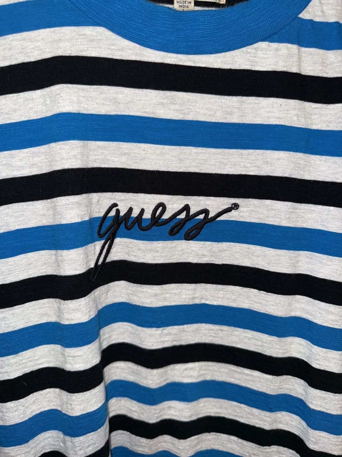 Guess Guess Originals Blue Striped T-Shirt (L) Size US L / EU 52-54 / 3 - 2 Thumbnail