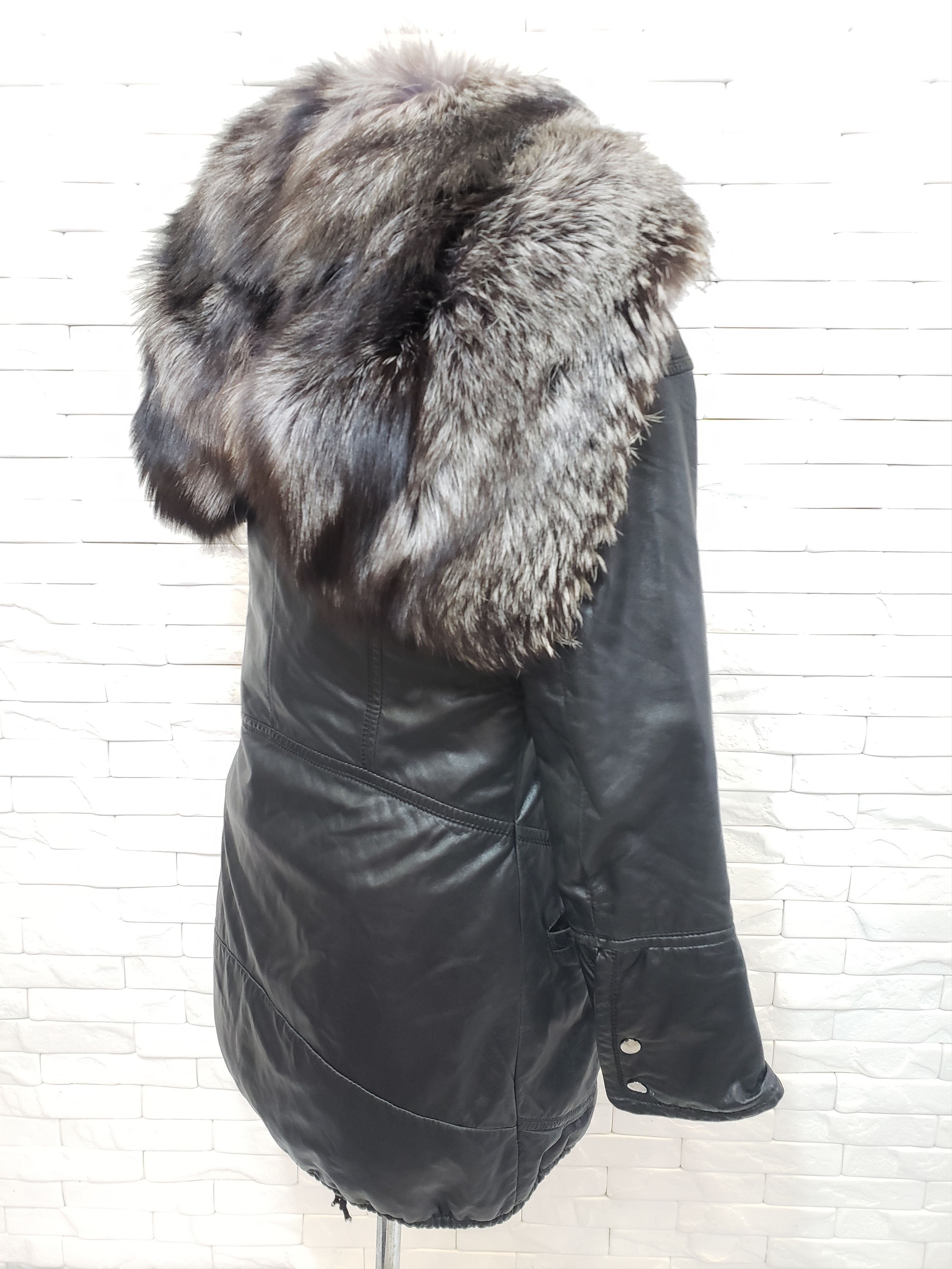 Genuine Leather Black women's leather jacket with a hood. Size M / US 6-8 / IT 42-44 - 5 Thumbnail