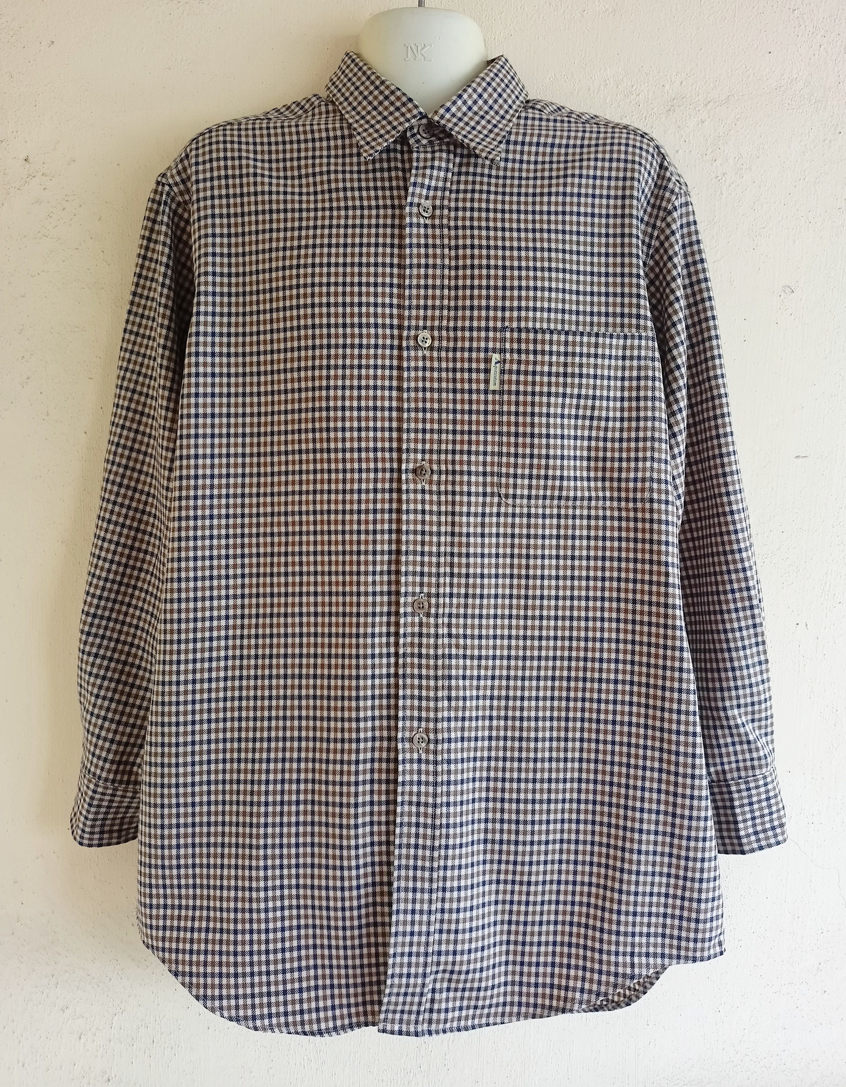Aquascutum × Vintage Signature Gingham Plaid Wool Shirt Size US L / EU 52-54 / 3 - 1 Thumbnail