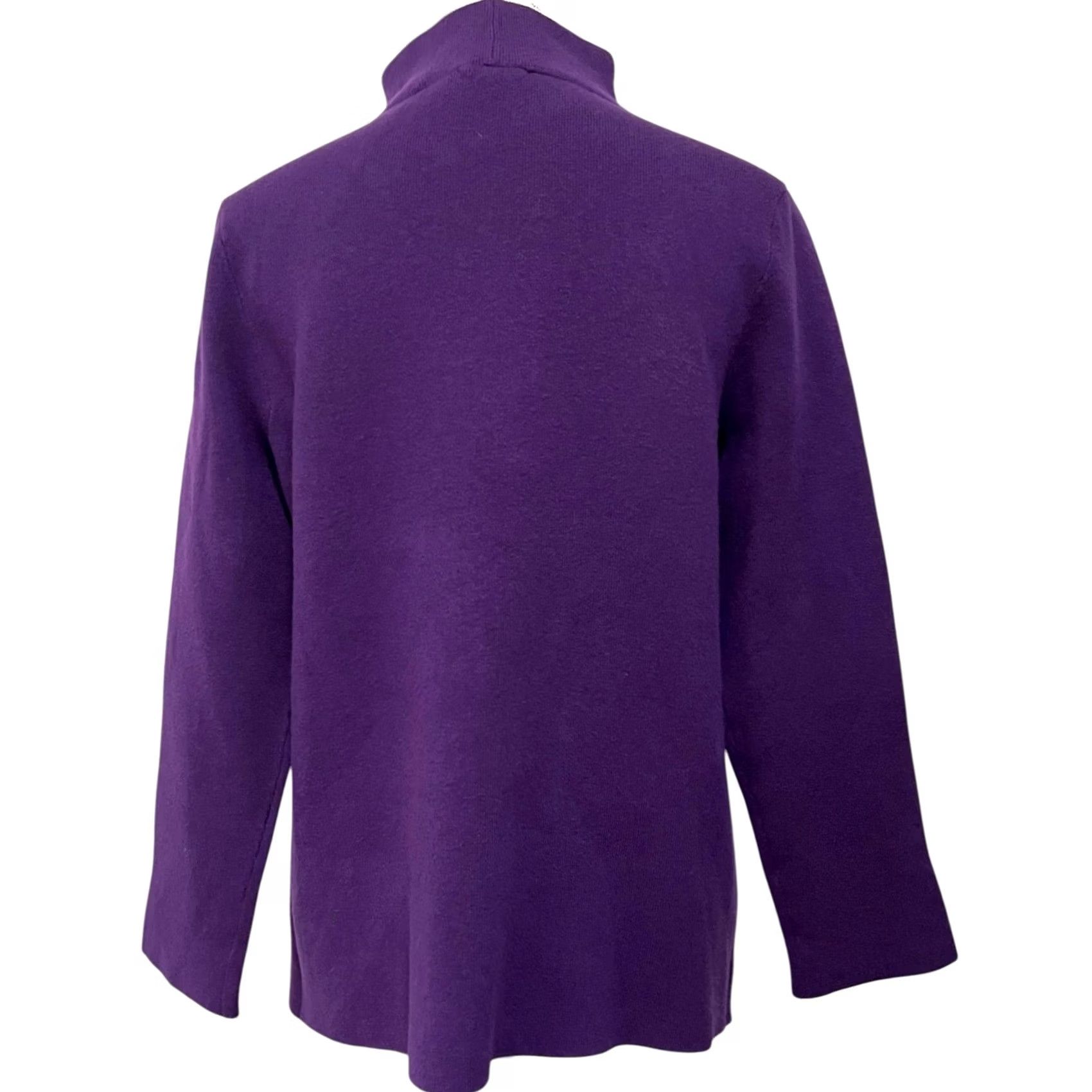 J. Jill VINTAGE J Jill Mock Neck Tunic Sweater Womens Petite M Purple Cotton Blend Cozy Soft Size M / US 6-8 / IT 42-44 - 3 Thumbnail