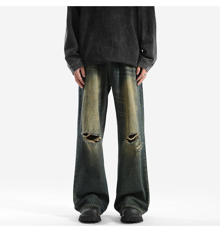 Japanese Brand × Jean Men's American street distressed washed loose ripped jeans Size US 32 / EU 48 - 1 Thumbnail