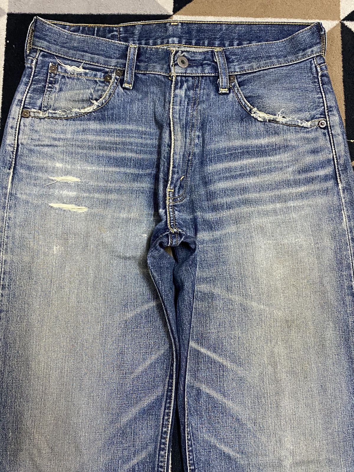 Levi's Vintage Clothing Vintage Levis 503 Blue Wash Trash Distressed Jeans Size US 30 / EU 46 - 3 Thumbnail