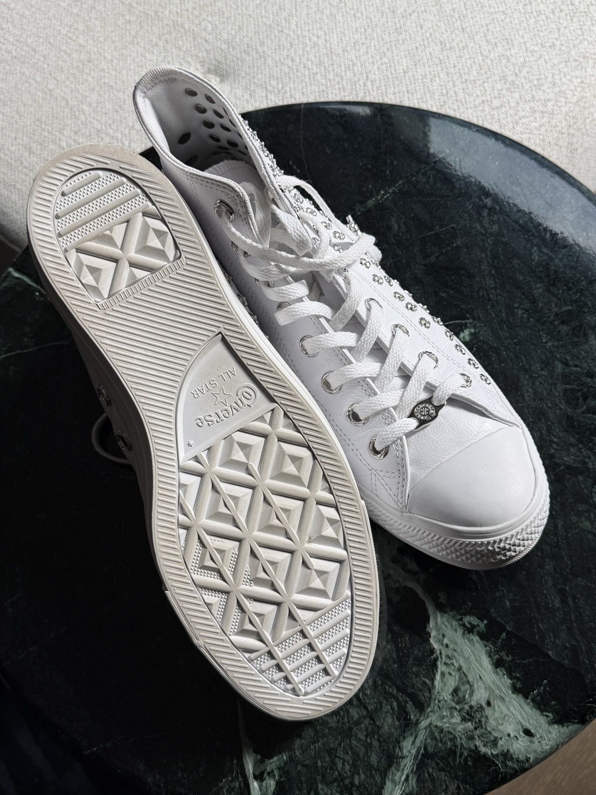 Chrome Hearts Chrome Hearts White Rhodium Cross High Top Converse Size US 12 / EU 45 - 8 Thumbnail