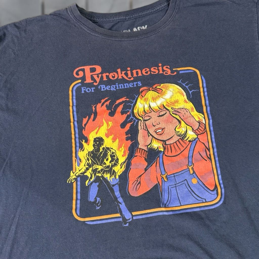 RHODE Steven Rhodes T Shirt Adult XL Blue Pyrokinesis For Beginners Cropped Goth Dark Vintage Retro Shirt Unisex Adults XL Blue Graphic Print Mens Womens Size US XL / EU 56 / 4 - 1 Thumbnail