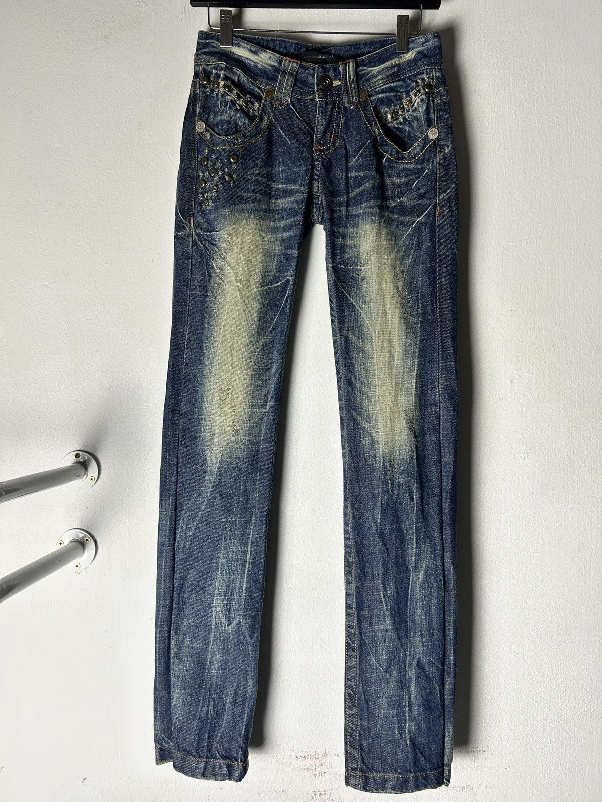 Japanese Brand Distressed Lolita Jeans Concert Club Embroidery Pocket Size 28" / US 6 / IT 42 - 6 Thumbnail