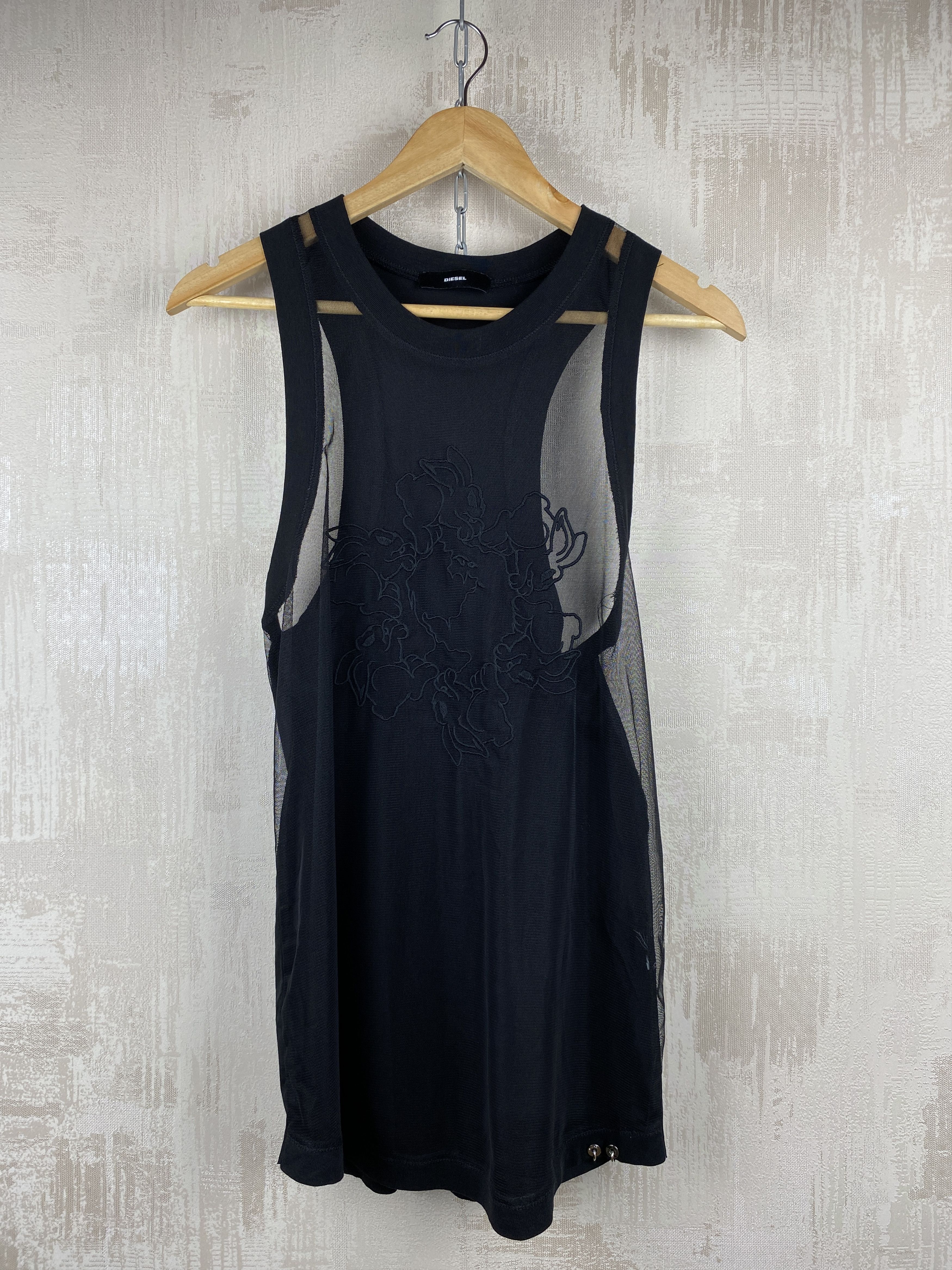 Diesel Diesel Black Mesh Front Sleeveless Top Tunic Size M Size M / US 6-8 / IT 42-44 - 2 Thumbnail