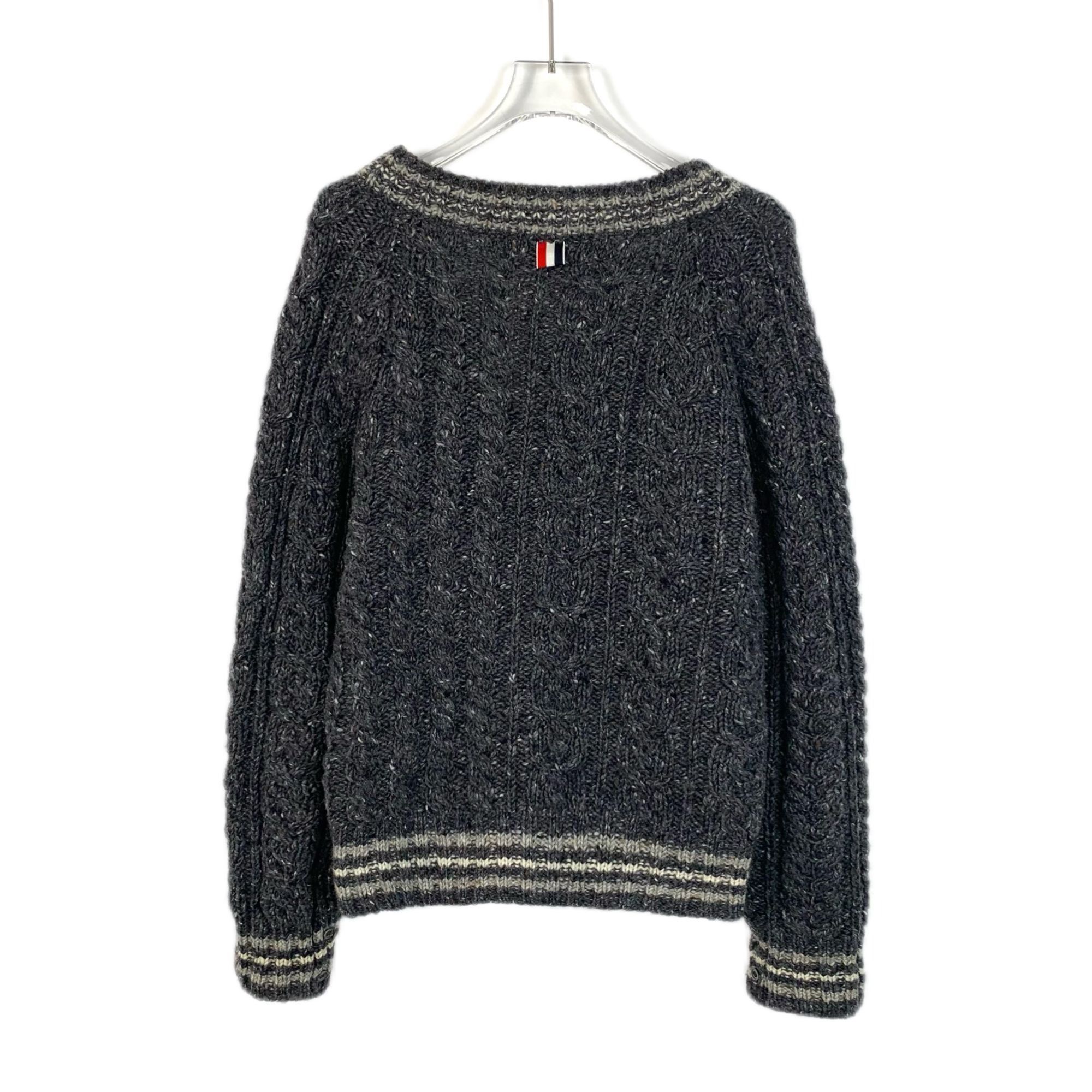 Thom Browne Thom Browne Dark Grey Wool Cable Knit V-Neck Cardigan With S Size XS / US 0-2 / IT 36-38 - 12 Thumbnail