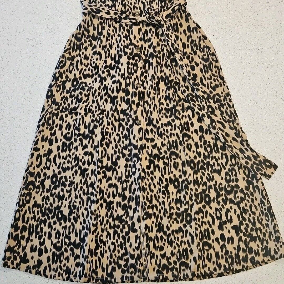 Ganni Ganni Midi Dress Womens 36 Cotton Leopard Print Ruffle Sleev Size XS / US 0-2 / IT 36-38 - 3 Thumbnail
