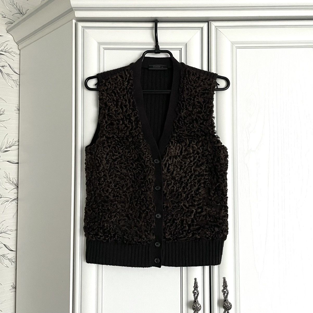 Prada Prada Astrakhan Fur Sleeveless Cardigan Size M / US 6-8 / IT 42-44 - 1 Thumbnail