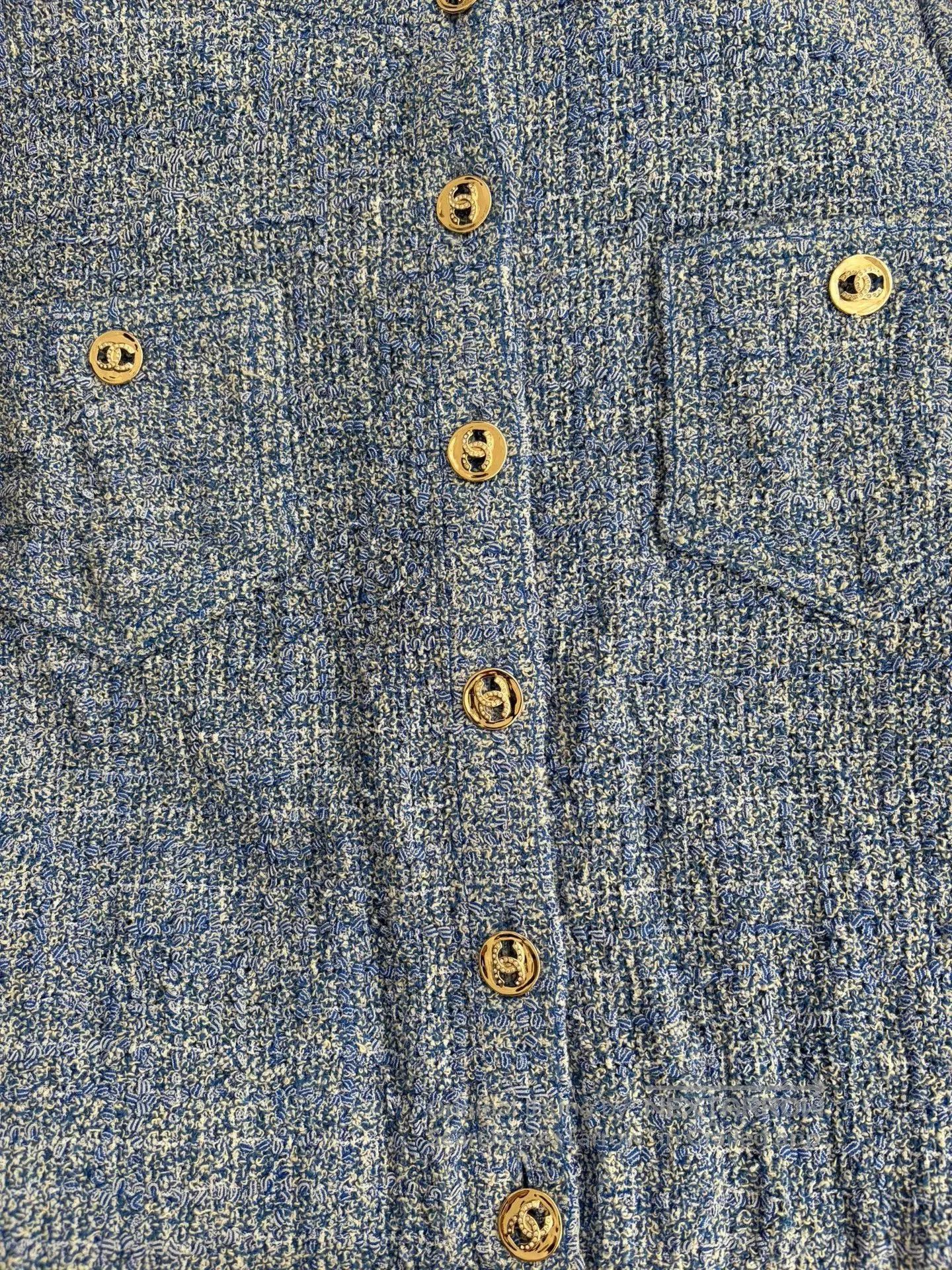 Chanel Chanel Blue Tweed Short Sleeve Jacket. Size US XS / EU 42 / 0 - 3 Thumbnail