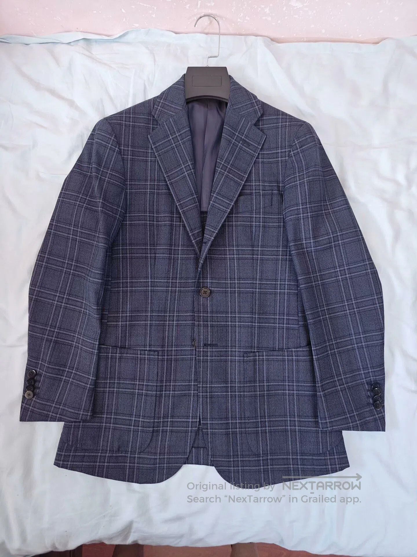 Japanese Brand Custom Blue Plaid Wool Suit Jacket. Size US S / EU 44-46 / 1 - 5 Thumbnail