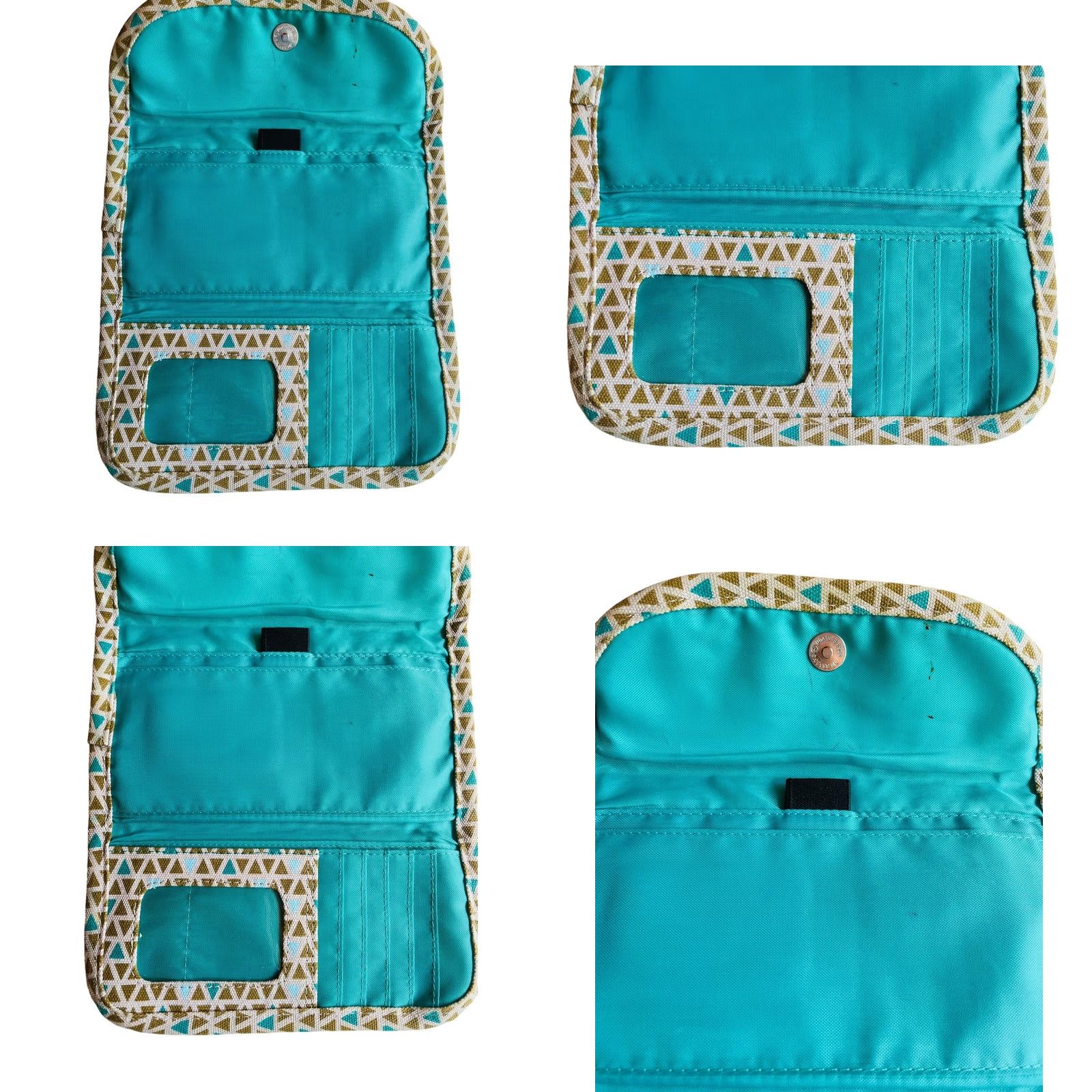 KAVU VINTAGE KAVU Wallet Big Spender Tri Fold Brown Blue Triangle Shapes Design Women’s Size ONE SIZE - 10 Thumbnail