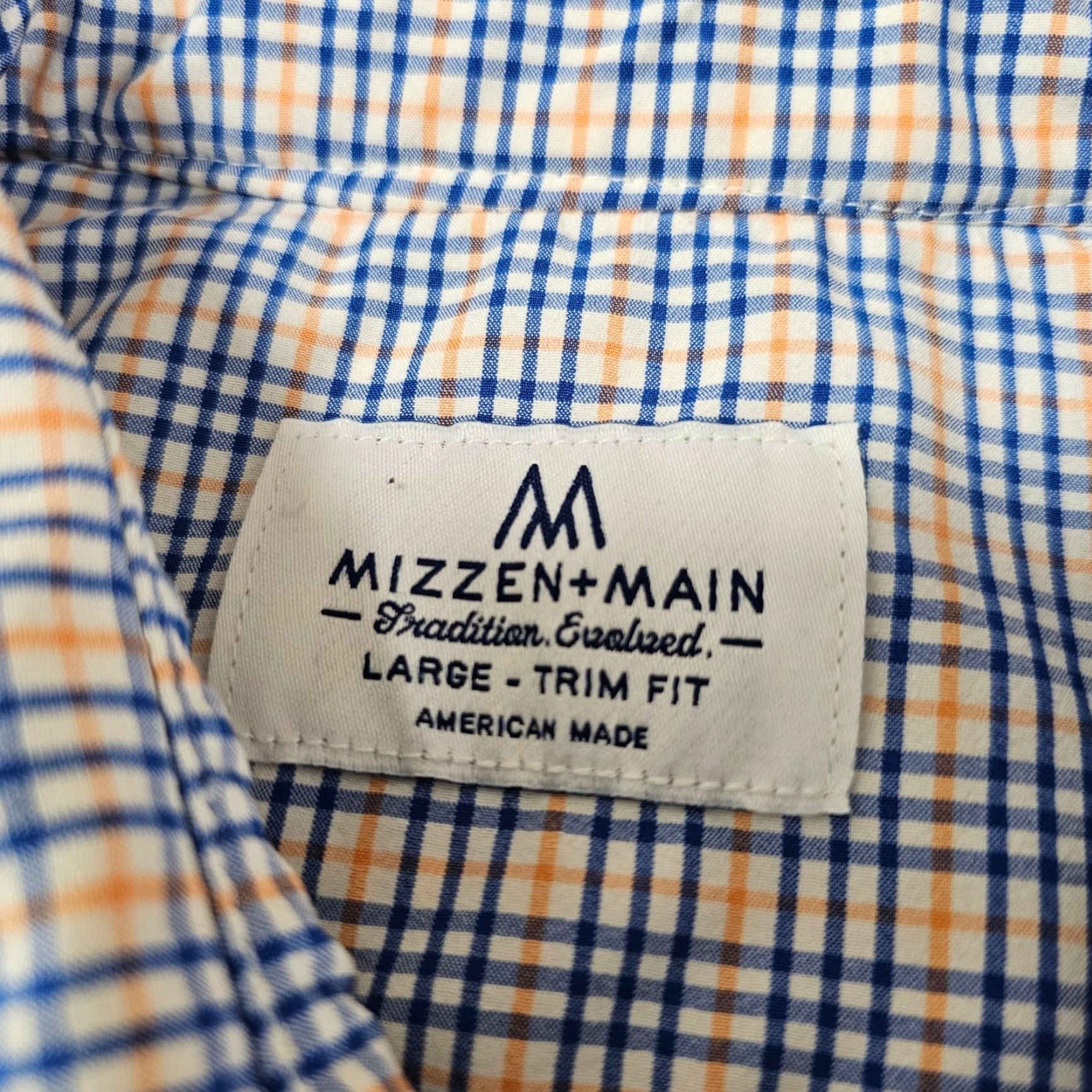 Mizzen+Main Mizzen+Main Dress Shirt Mens Large Blue Check Button-Up Collared Long Sleeve Size 42R - 4 Thumbnail