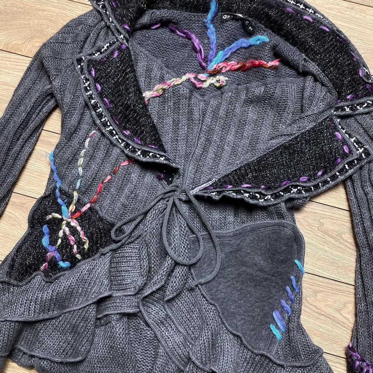 Japanese Brand Avant Garde Designer Y2K Knit Cardigan Grey L Size L / US 10 / IT 46 - 2 Thumbnail