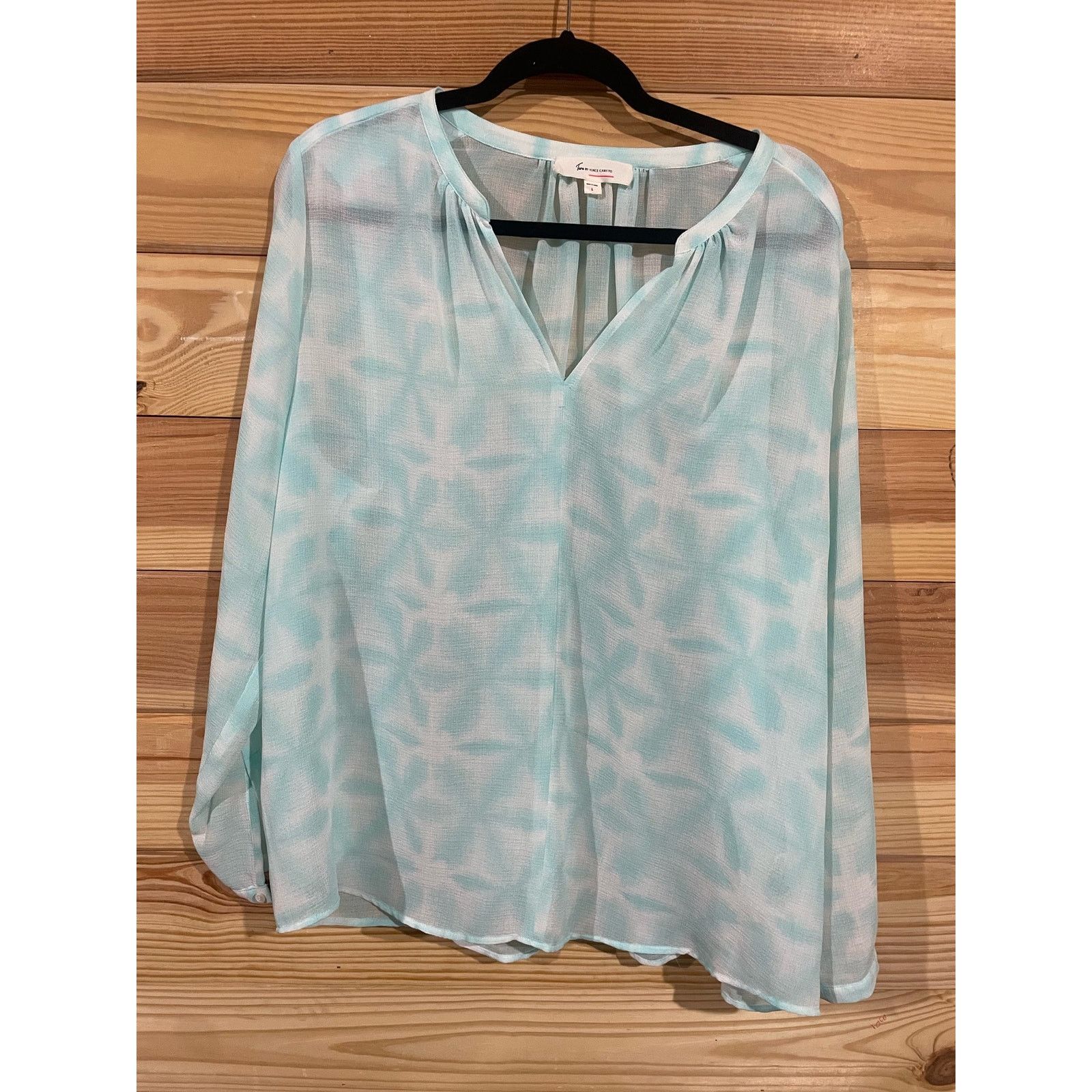 Vince Camuto Two by Vince Camuto Sheer Popover Blouse, size large Size L / US 10 / IT 46 - 1 Thumbnail