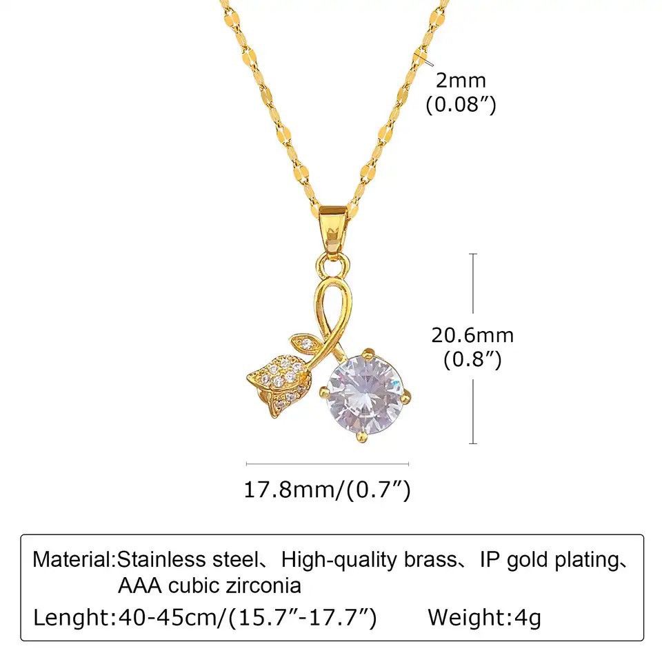 Other Bling CZ Stone Rose Necklace Size ONE SIZE - 2 Thumbnail