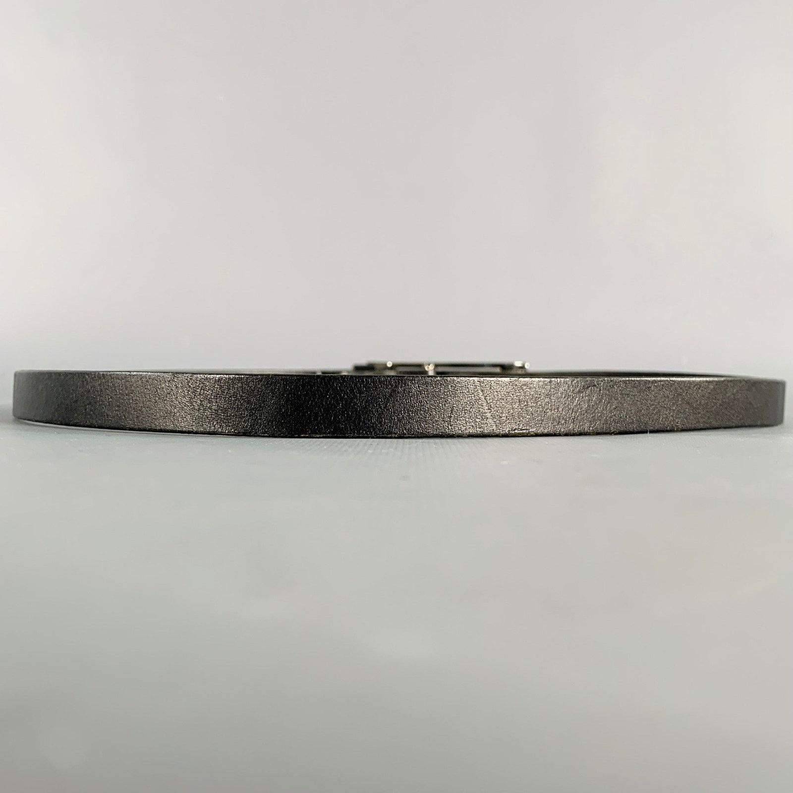 J.Lindeberg J.LINDEBERG Size 30 Black Silver Logo Leather Leather Belt Size 30 - 4 Thumbnail