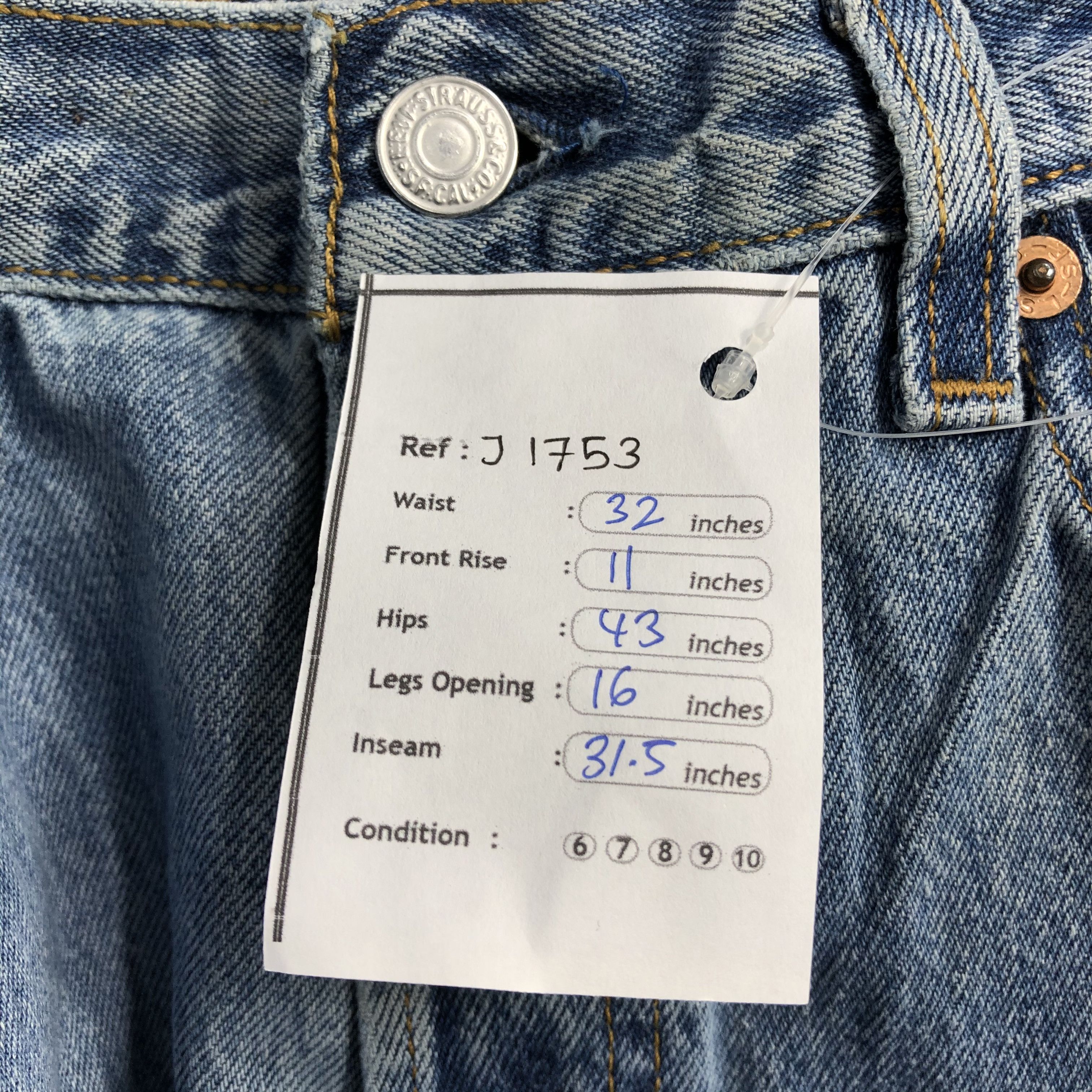 Levi's Vintage 90s Blue Wash Levis 501 Jeans-J1753 Size US 32 / EU 48 - 14 Thumbnail