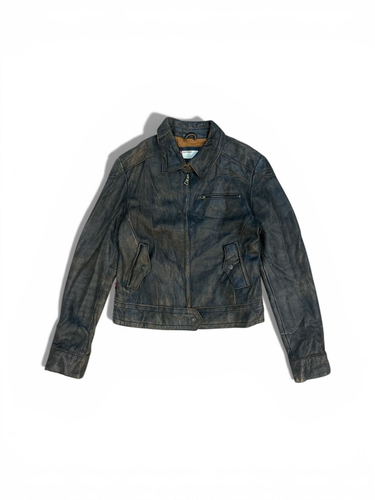 Levi's Levi’s Distressed Cowhide Leather Biker Jacket Vintage Style Size US L / EU 52-54 / 3 - 1 Thumbnail