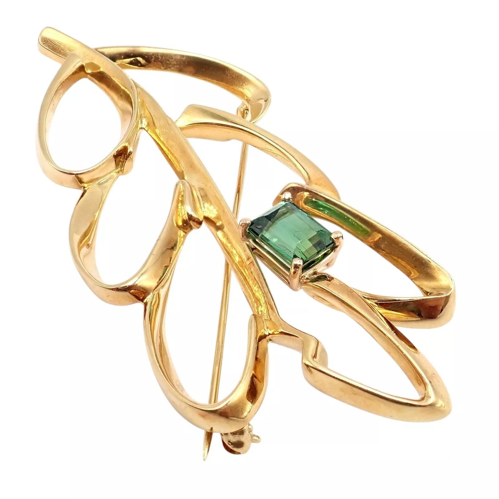 Tiffany & Co. Tiffany & Co 18k Yellow Gold Green Tourmaline Leaf Brooch Size ONE SIZE - 10 Thumbnail