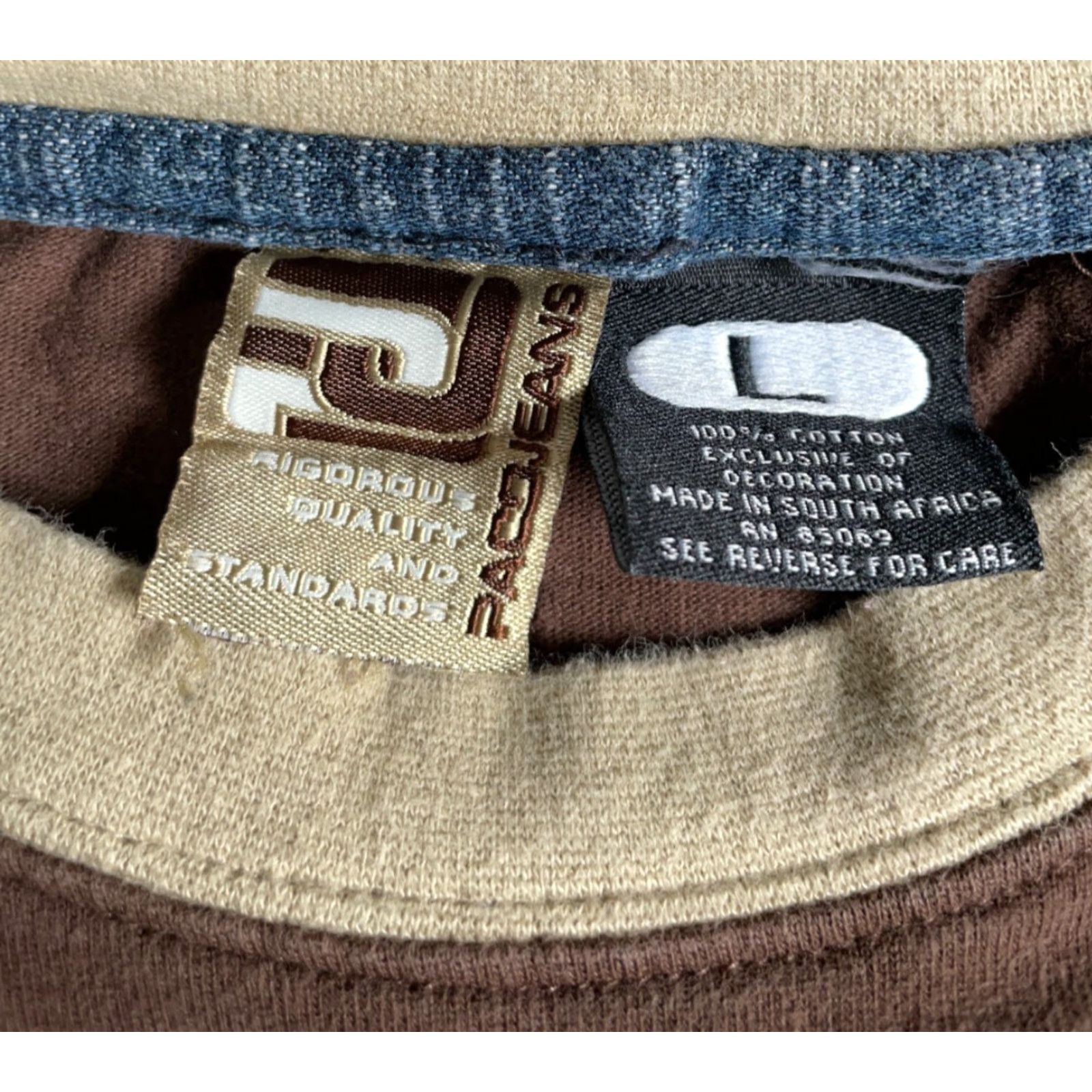 Vintage VINTAGE Paco Jeans T-Shirt 3/4 Sleeve Men Large Brown Embroidered 90s Hipster Retro Cotton Shirt Size US L / EU 52-54 / 3 - 3 Thumbnail