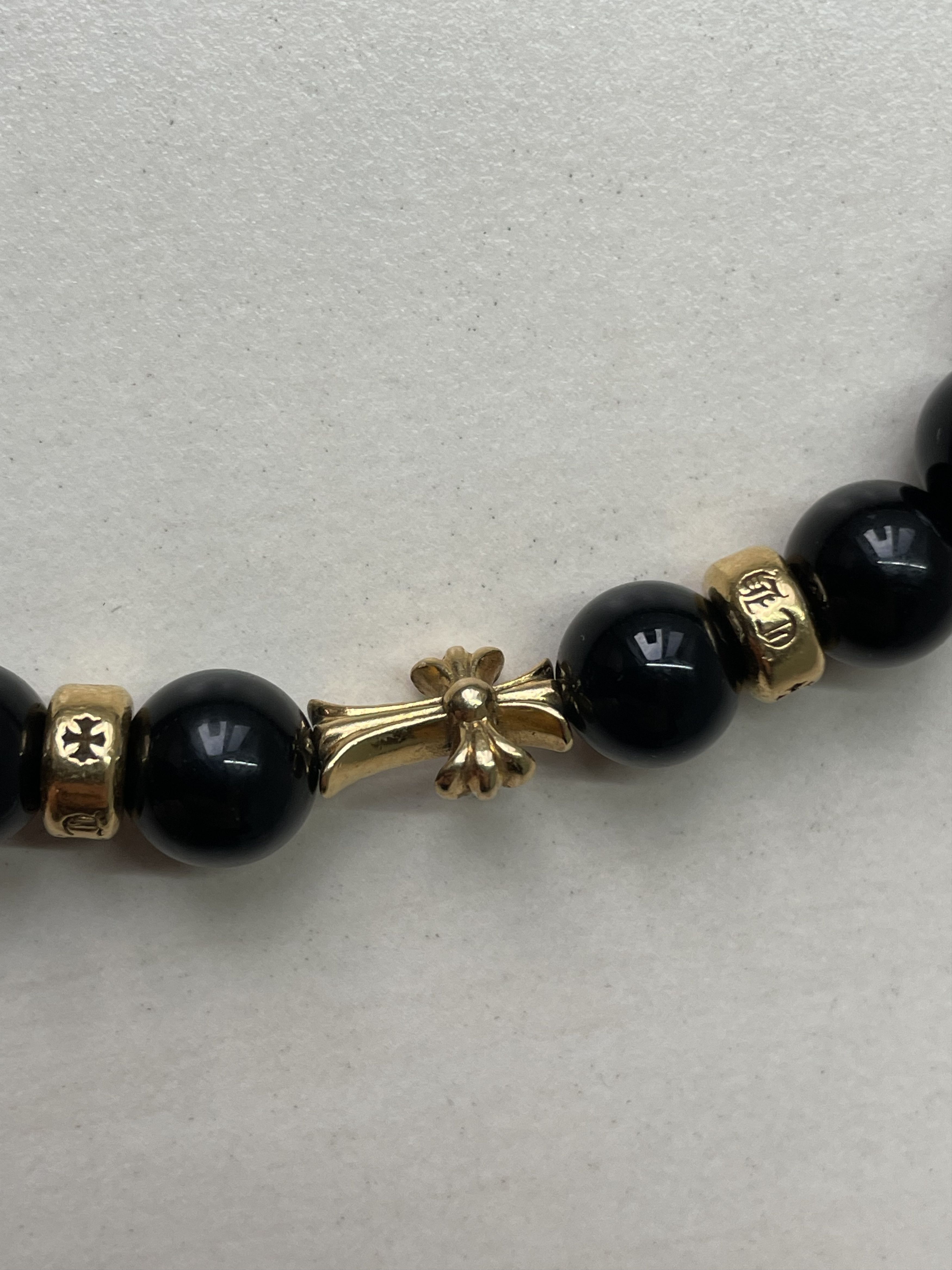 Chrome Hearts Chrome Hearts 22K Gold Cross Obsidian Beaded Bracelet Size ONE SIZE - 5 Thumbnail