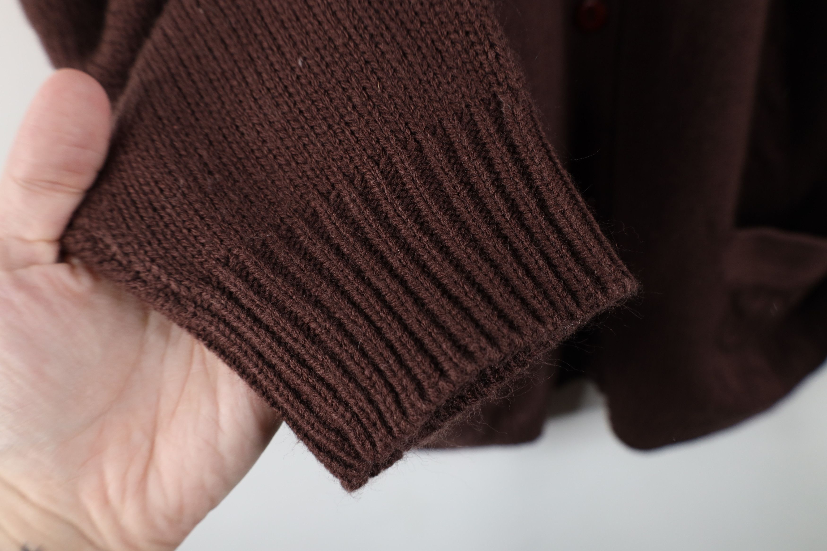 Vintage Vintage 90s Streetwear Cable Knit Cardigan Sweater Brown Size L / US 10 / IT 46 - 8 Thumbnail