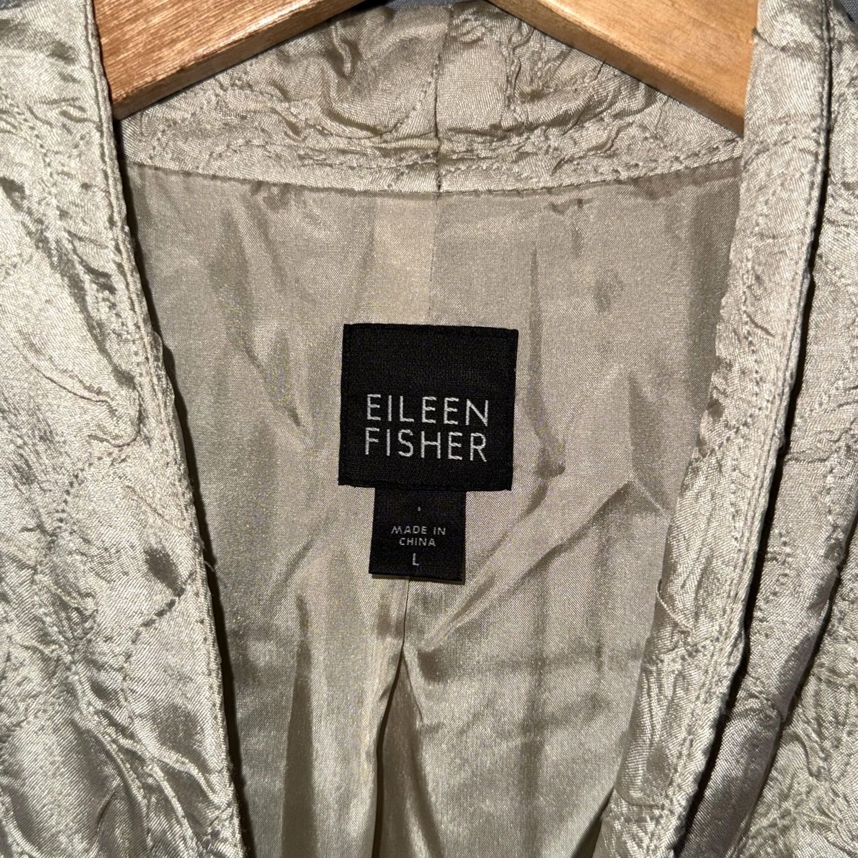 Eileen Fisher Eileen Fisher Blazer Jacket Womens Large Beige Textured Button Front Lightweight Quilted Mid-Length Blazer Mens Womens? Size L / US 10 / IT 46 - 4 Thumbnail
