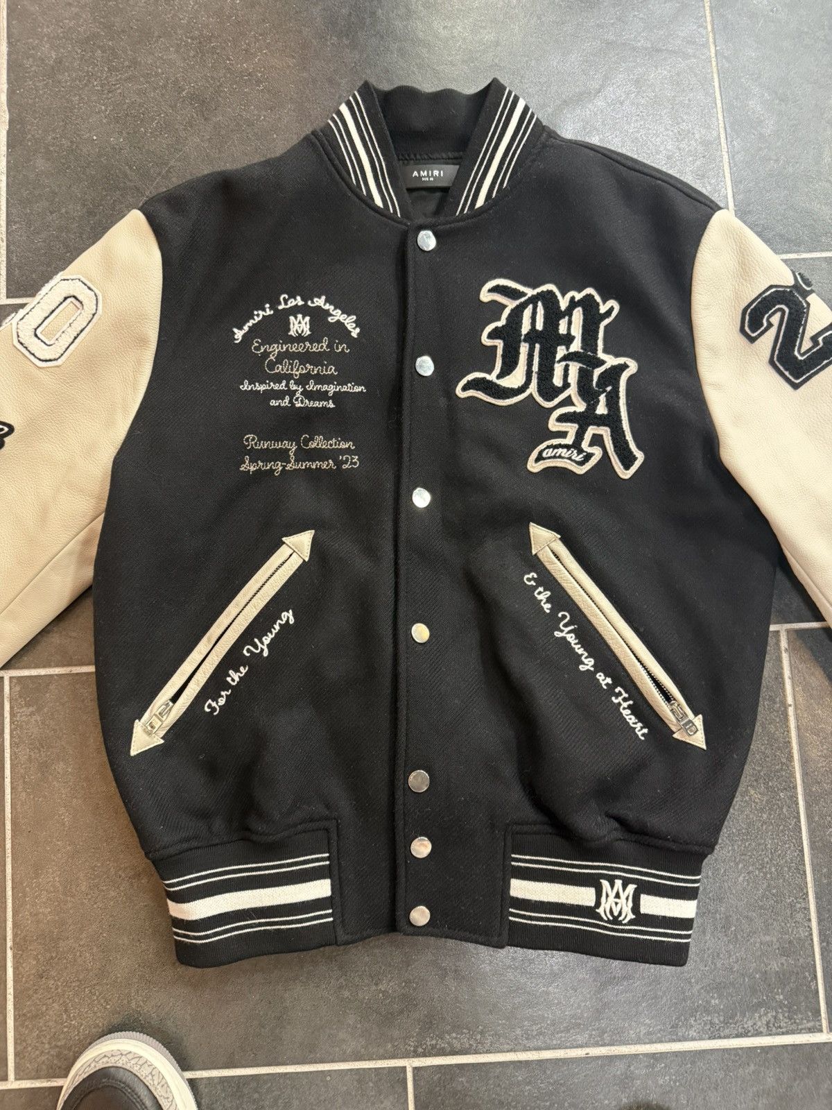 Amiri AMIRI OVERSIZED VARSITY LEATHER WOOL JACKET (BLACK) 46 Size US S / EU 44-46 / 1 - 3 Thumbnail