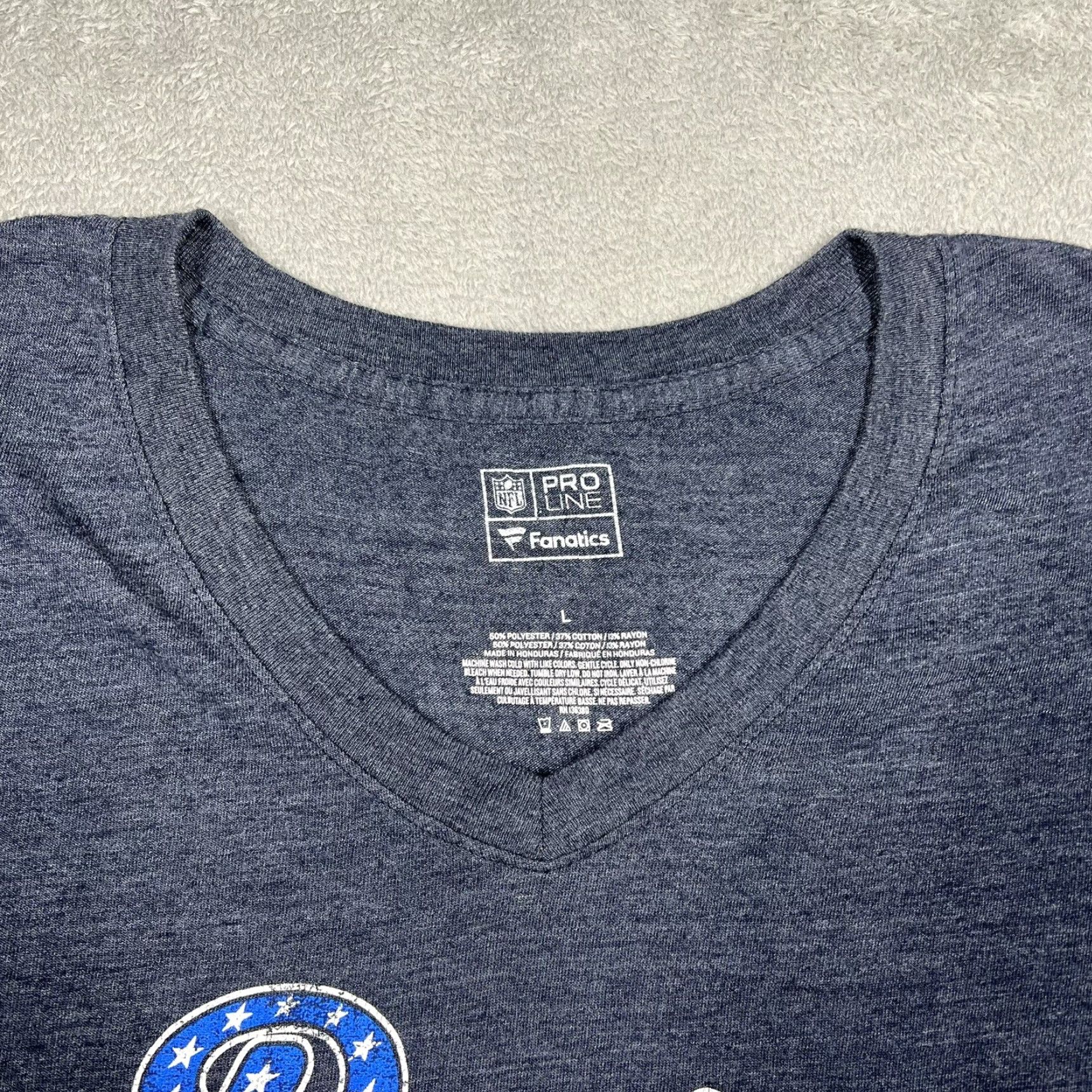 Vintage Fanatics NFL Chicago Bears Women's Large V-Neck T-Shirt Heather Navy Patriotic Football Sports Size L / US 10 / IT 46 - 6 Thumbnail