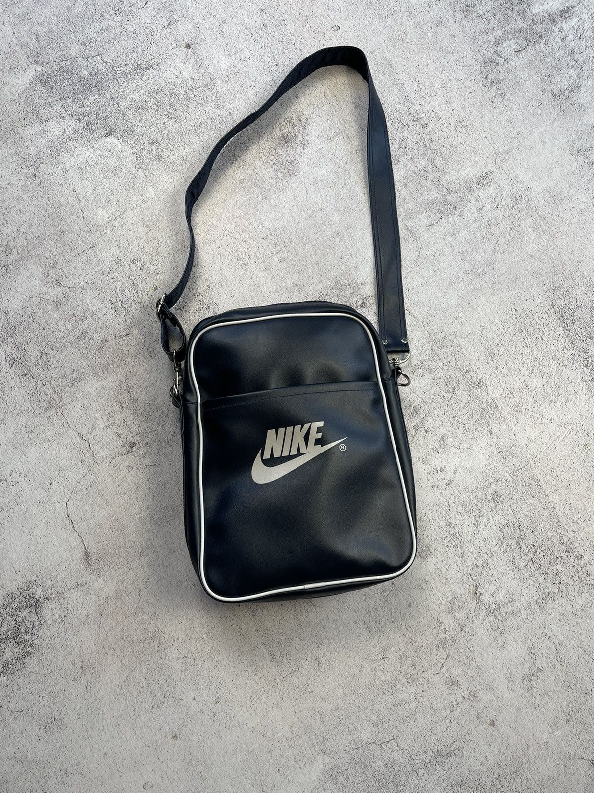 Nike Streetwear Vintage Nike Vintage Messenger Bag Faux Leather Blue Shoulder Bag Grailed