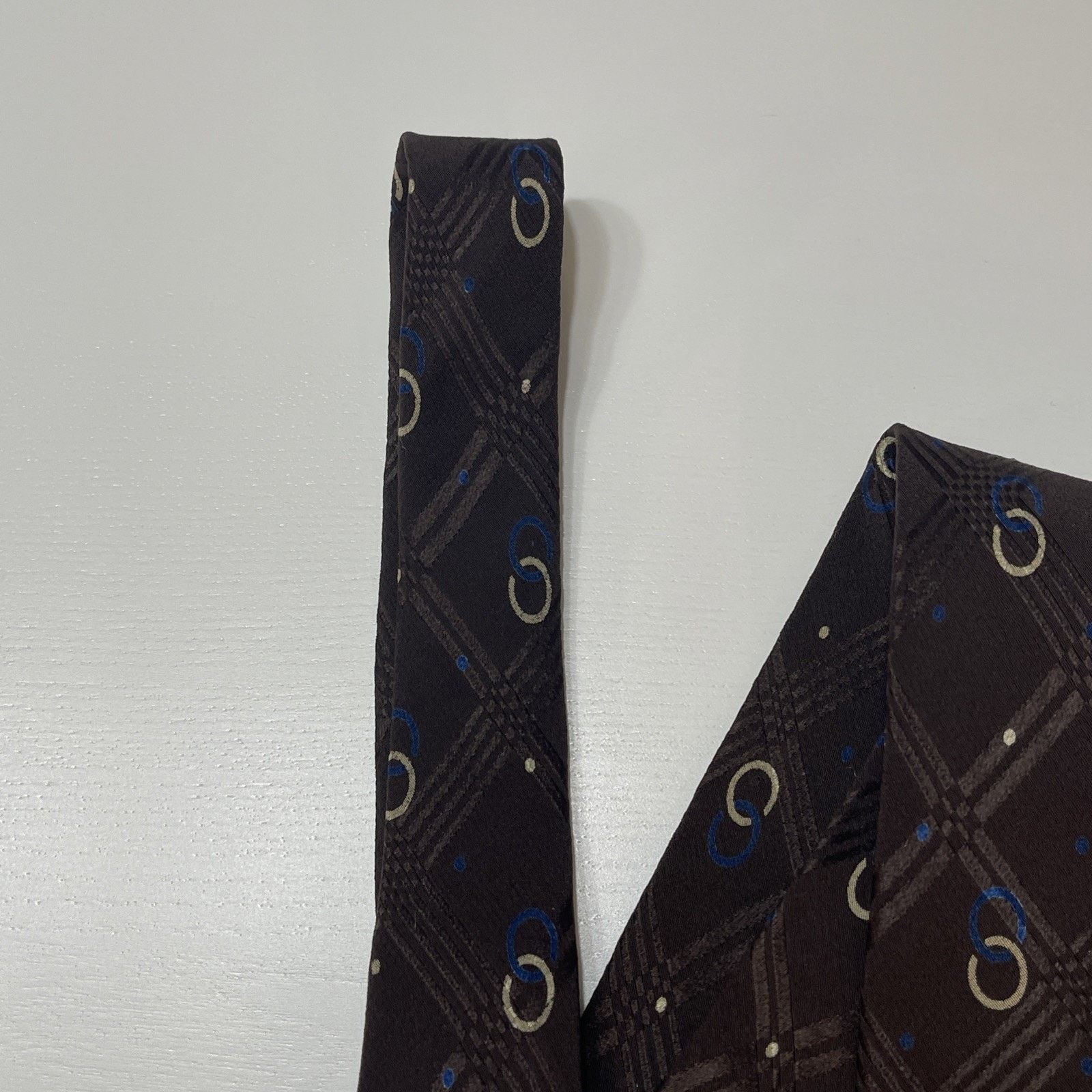 Polo Ralph Lauren POLO Ralph Lauren 100% Silk Handmade Necktie Brown w/ Blue Size ONE SIZE - 4 Thumbnail
