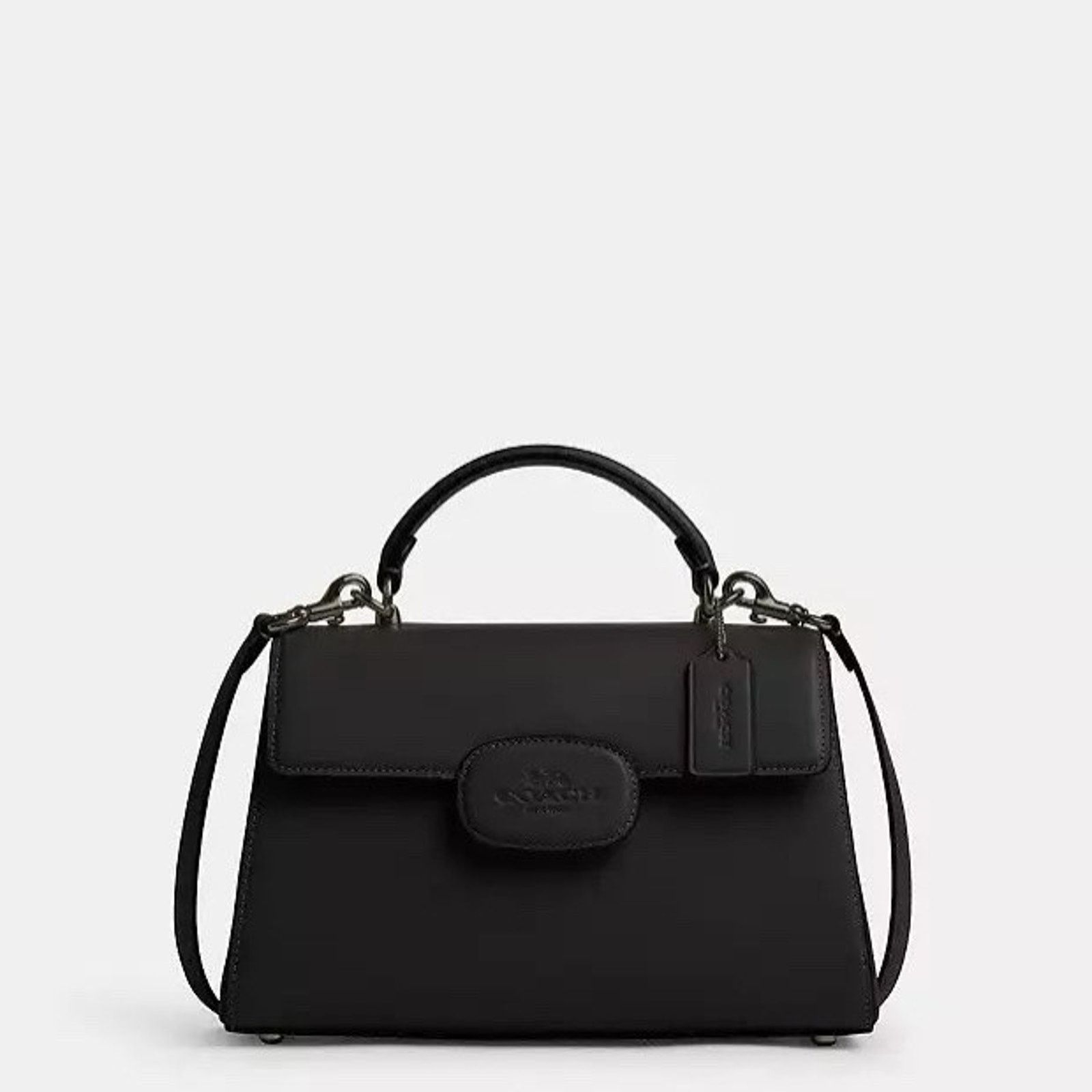 Coach NWT Coach Eliza Top Handle Bag Leather CT852, Gunmetal/Black Size ONE SIZE - 7 Thumbnail