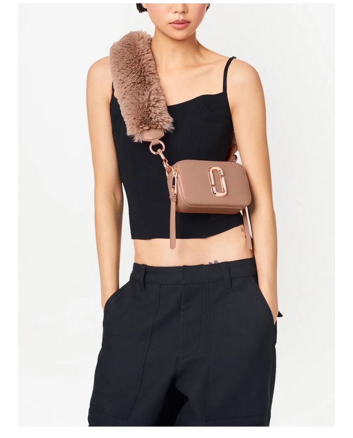 Marc Jacobs Marc Jacobs Snapshot Fur Strap Bag Sunkissed Pink NWT Size ONE SIZE - 1 Thumbnail