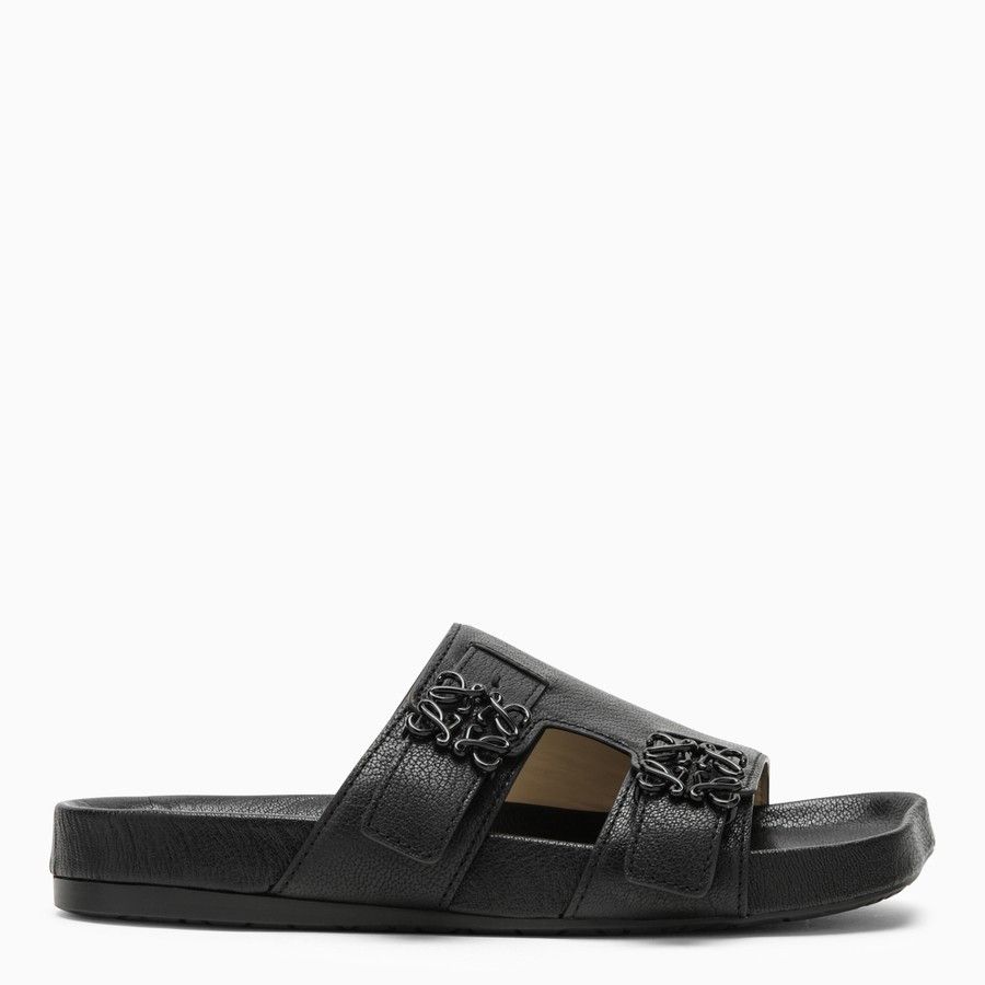 o1d2blof0824 Leather Slide in Black