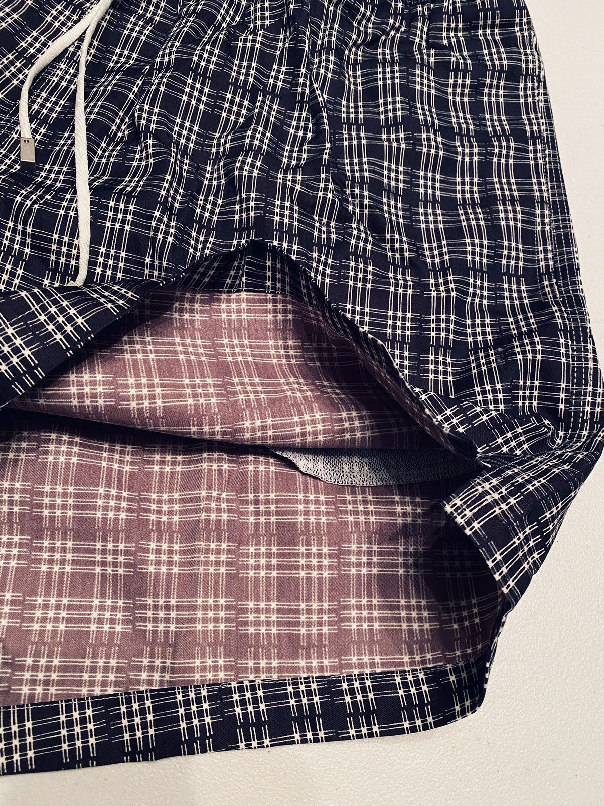 Brioni Brioni 🇮🇹 Dk Blue Check Logo Ornament Resort Swim Trunk L NWT Size US 38 / EU 54 - 9 Thumbnail