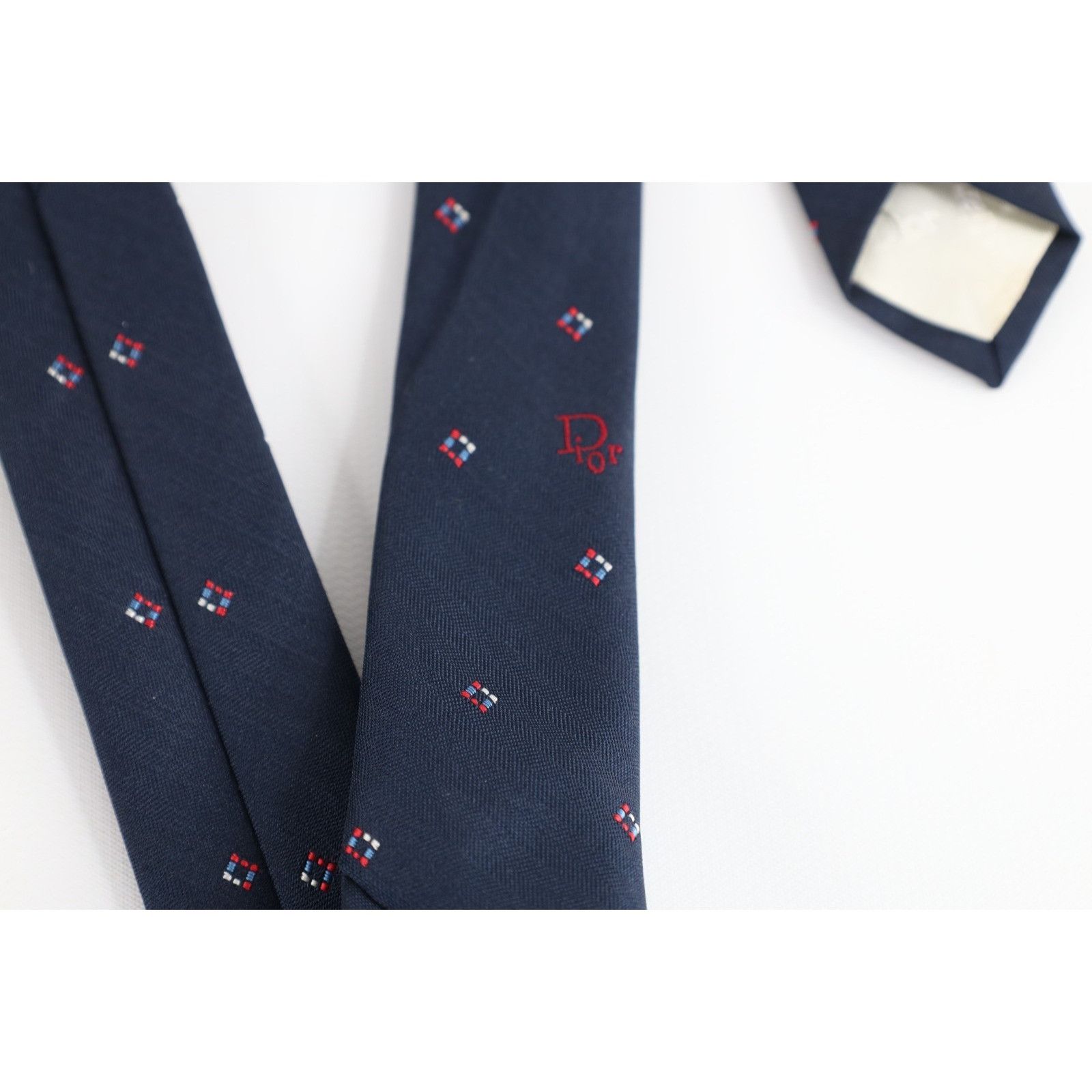 Christian Dior Monsieur Vintage 90s Christian Dior Spell Out Geometric Neck Tie Size ONE SIZE - 5 Thumbnail