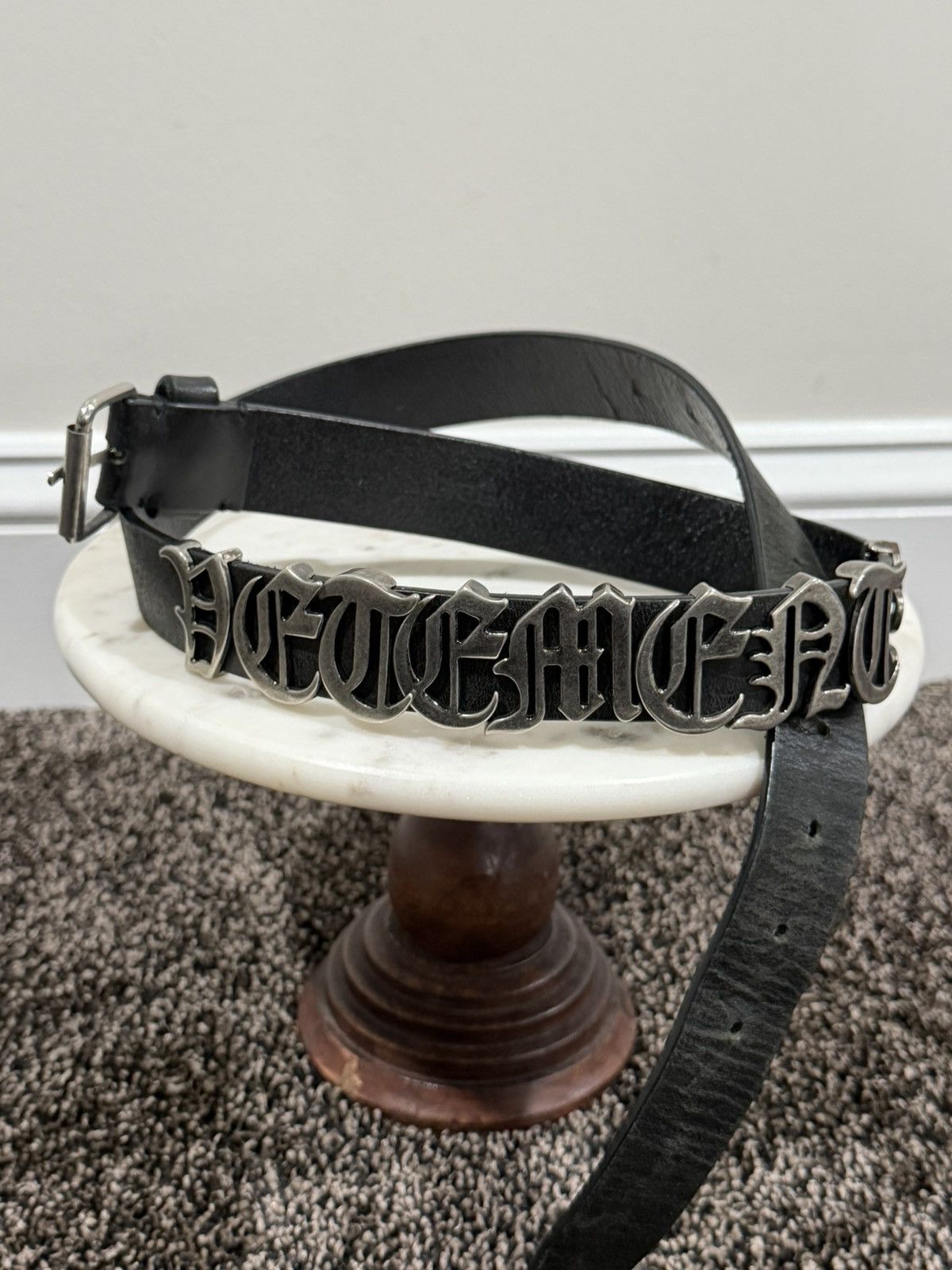 Vetements Vetements Gothic Logo Lettered Black/Silver Belt Size 32 - 6 Thumbnail
