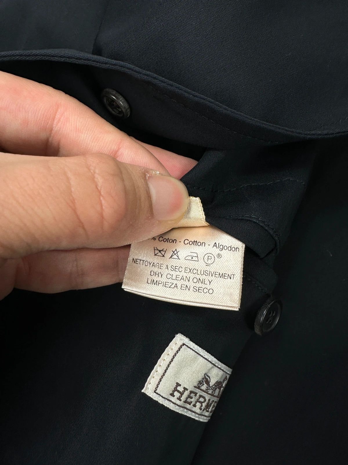 Hermes Hermès 00’s Navy Cotton & Leather Straps Buttons Up Jacket Size US L / EU 52-54 / 3 - 15 Thumbnail