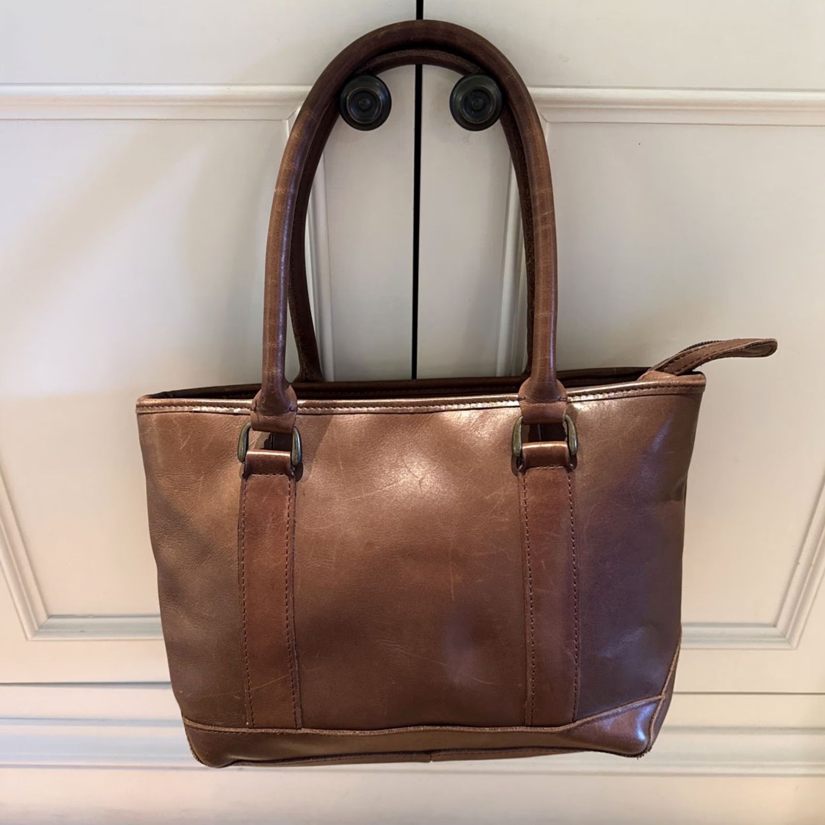 Vintage VINTAGE LL BEAN BROWN LEATHER SHOULDER TOTE MEDIUM DOUBLE HANDLE BAG Size ONE SIZE - 2 Thumbnail