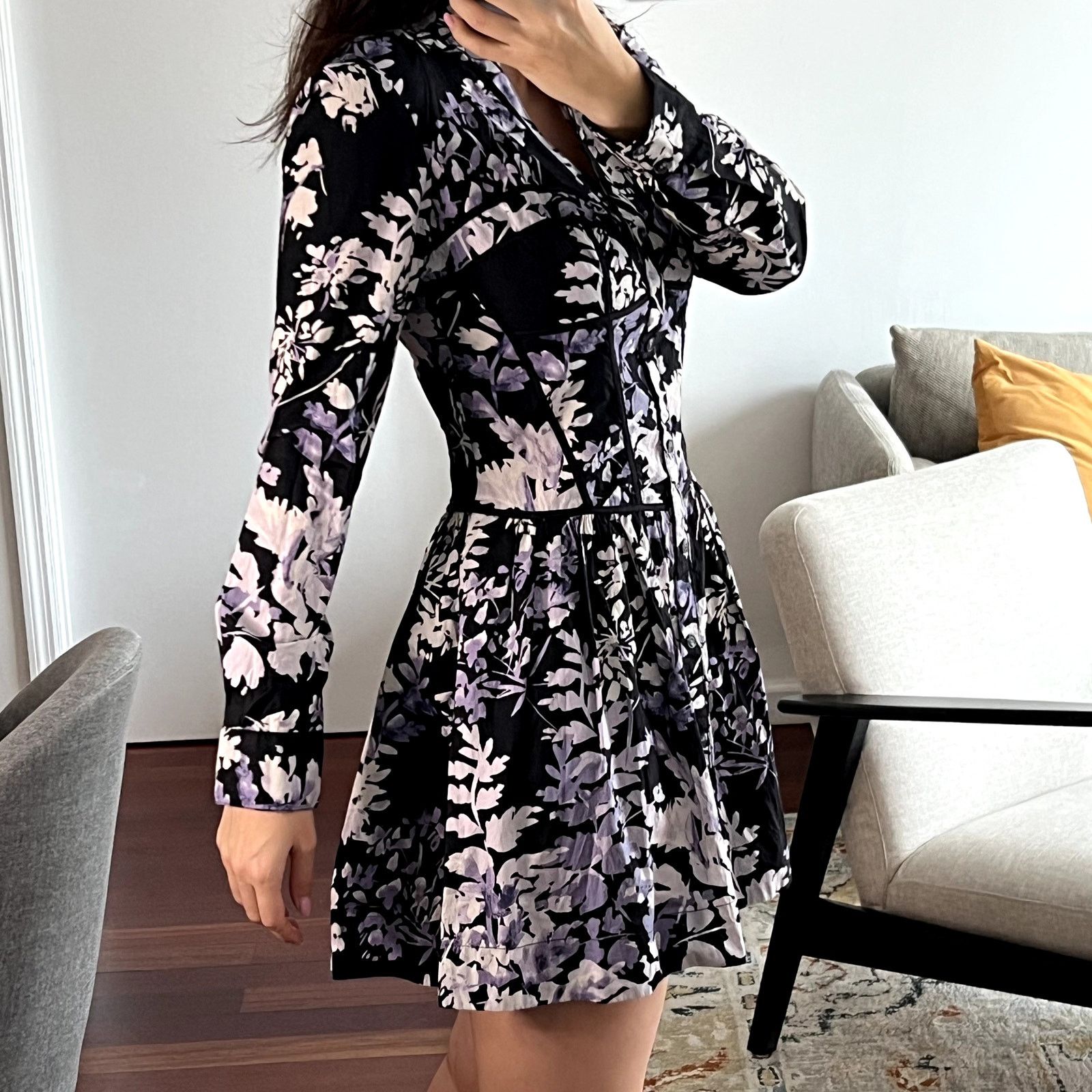 Anthropologie Anthropologie Purple Black Floral Corset dress Size S / US 4 / IT 40 - 4 Thumbnail
