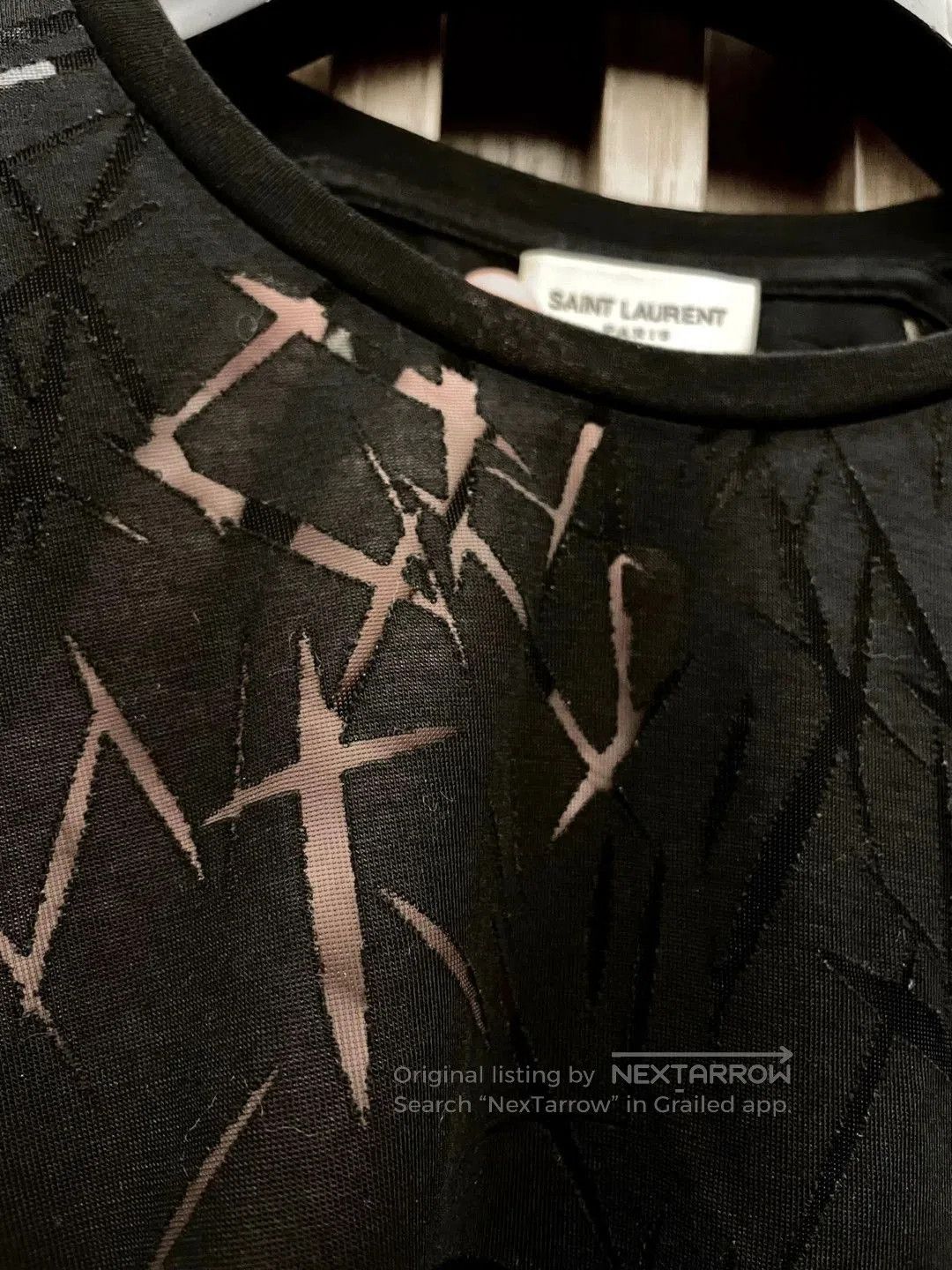 Saint Laurent Paris Black Short Sleeve Shirt with Abstract Pattern. Size US M / EU 48-50 / 2 - 4 Thumbnail