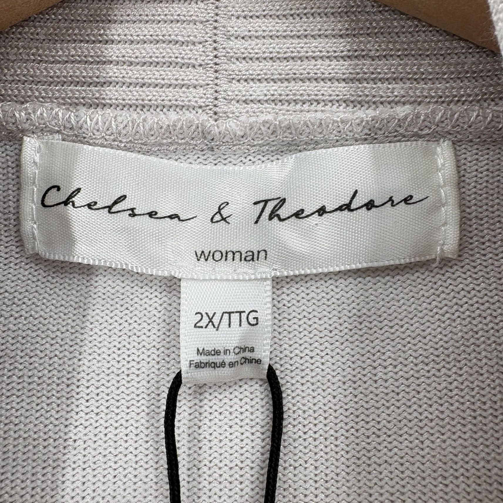 Vintage Chelsea & Theodore Cardigan Sweater Womens 2X Gray Collared Open Front Pockets Size XXL / US 16-18 / IT 52-54 - 4 Thumbnail